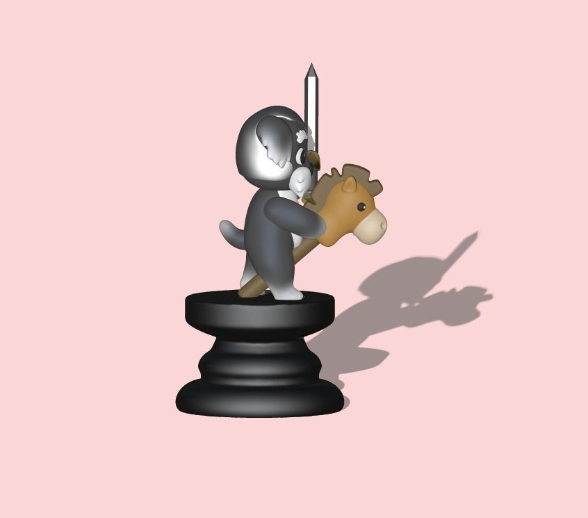 Dog Chess Piece - Knight 3D print model_4