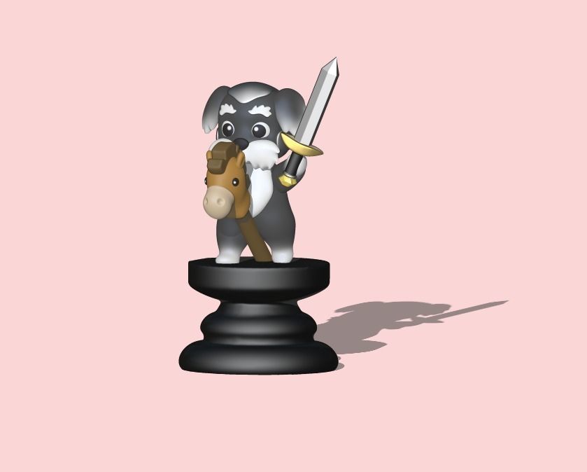 Dog Chess Piece - Knight 3D print model_1