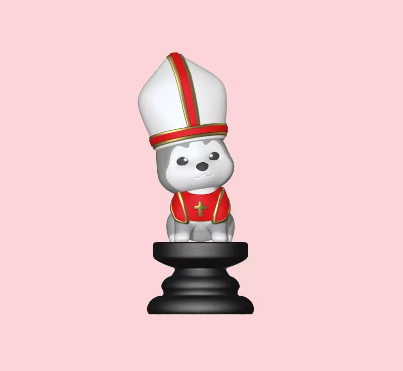 Dog Chess Piece - Bishop 3D print model_0