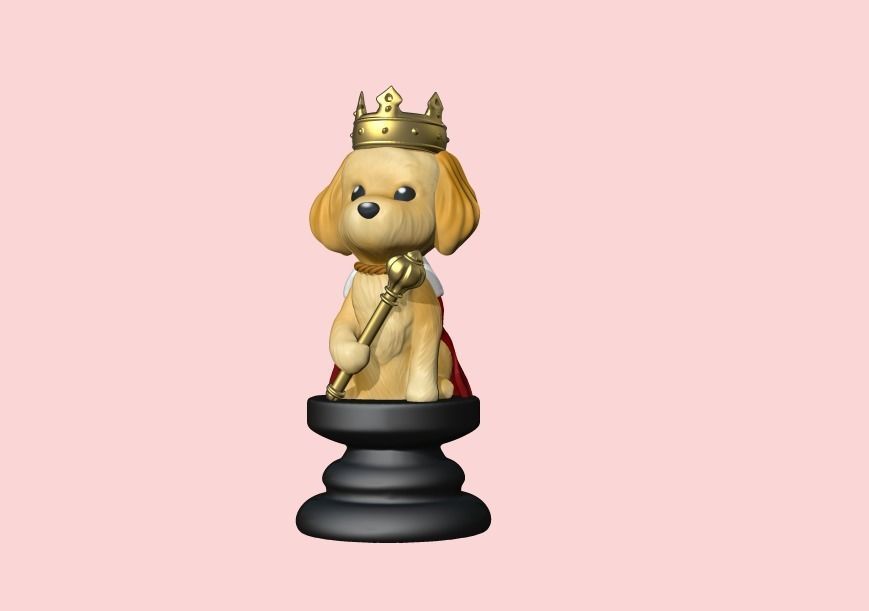 Dog Chess Piece - King 3D print model_1