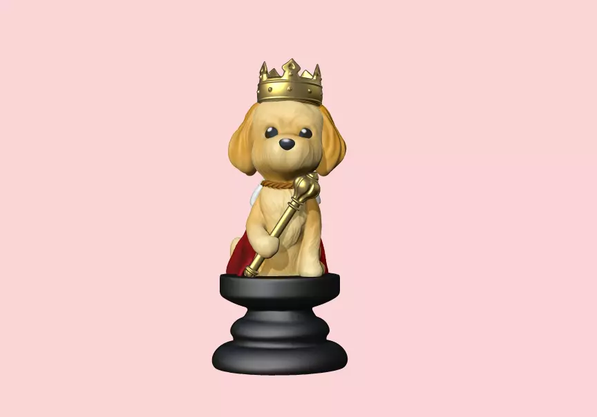 Dog Chess Piece - King 3D print model_0