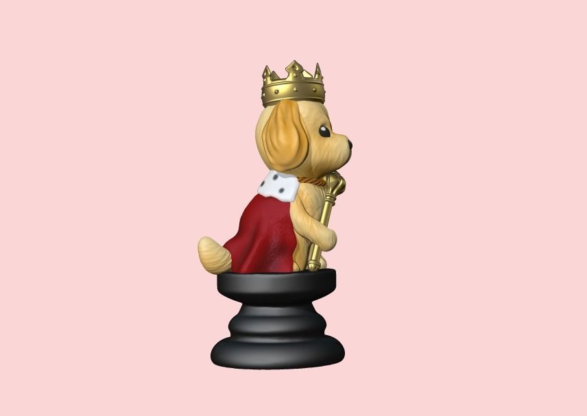 Dog Chess Piece - King 3D print model_2