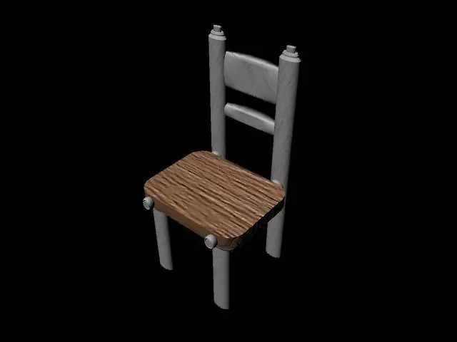 Wood Chair Low-poly 3D model