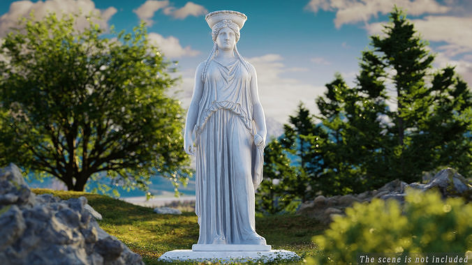 Caryatid statue of goddess person 3D model