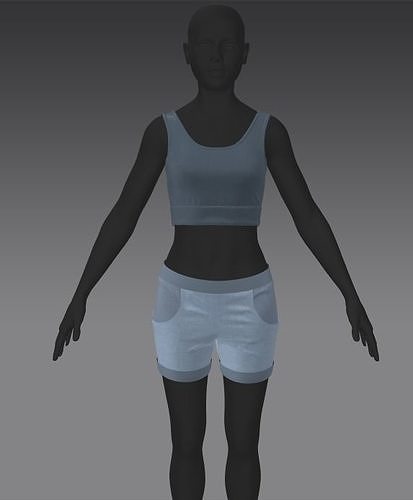 Women clothing shorts and T-shirt Free 3D model