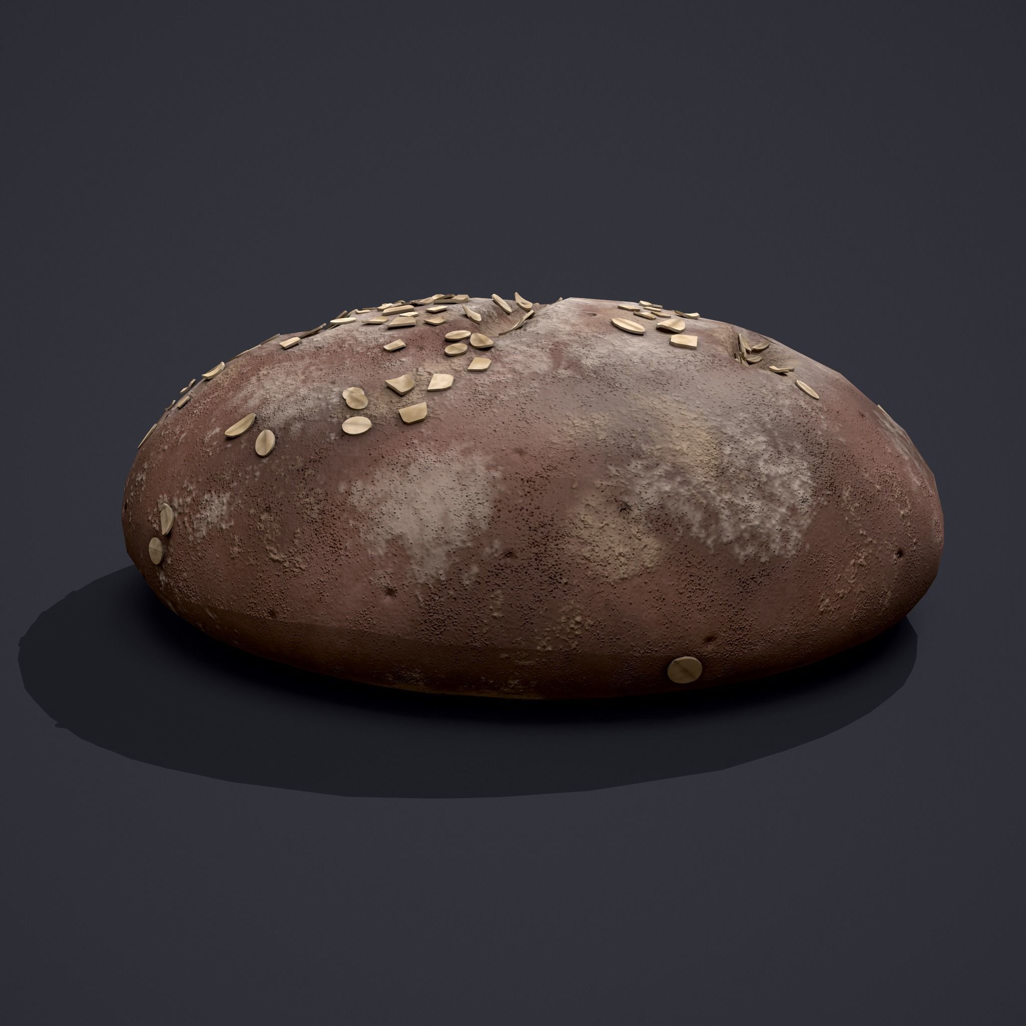 Medieval Style Oat Covered Stone Baked Bread Low-poly 3D model_8