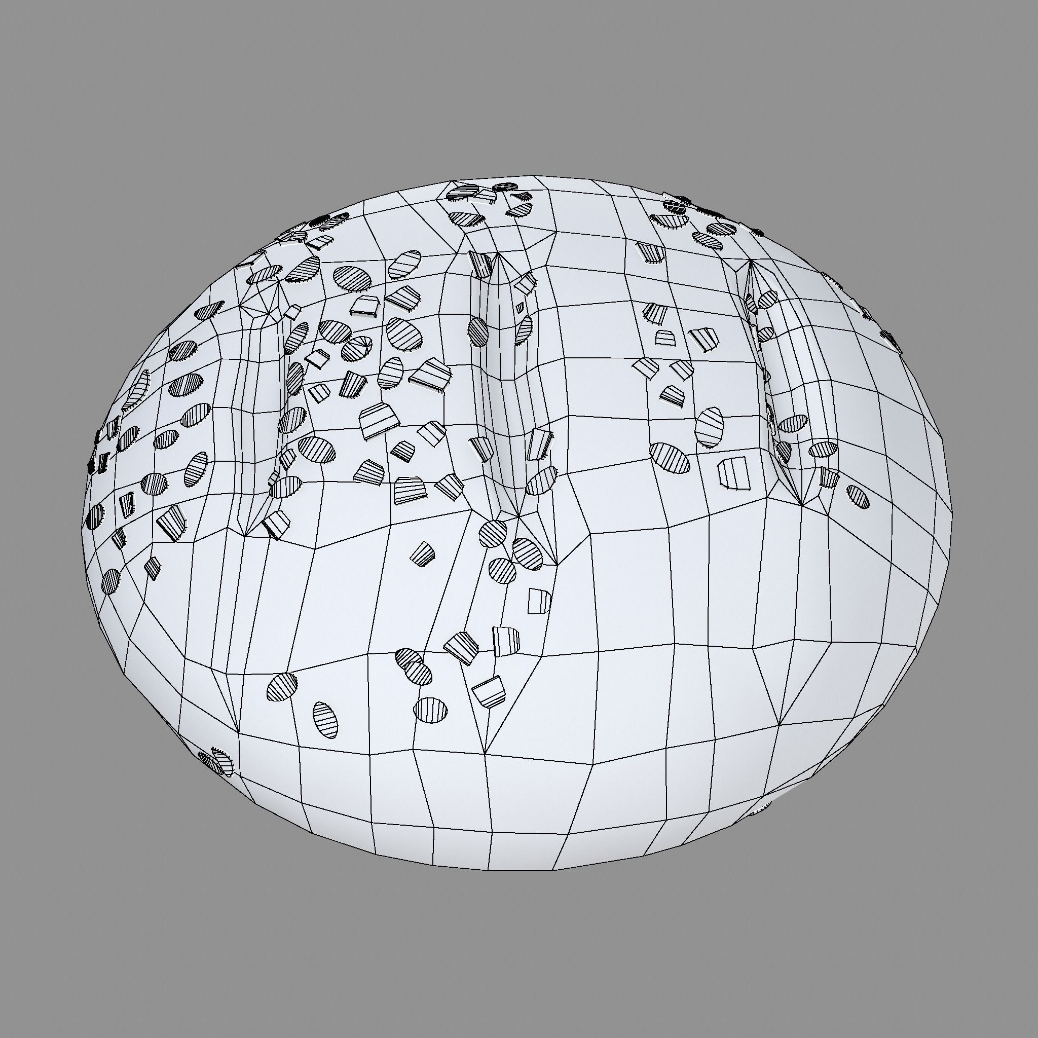 Medieval Style Oat Covered Stone Baked Bread Low-poly 3D model_29