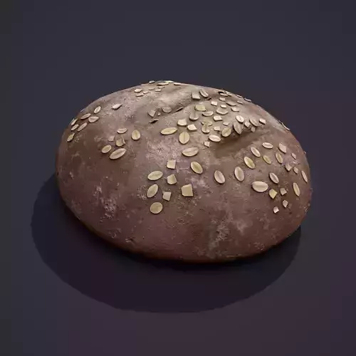 Medieval Style Oat Covered Stone Baked Bread Low-poly 3D model
