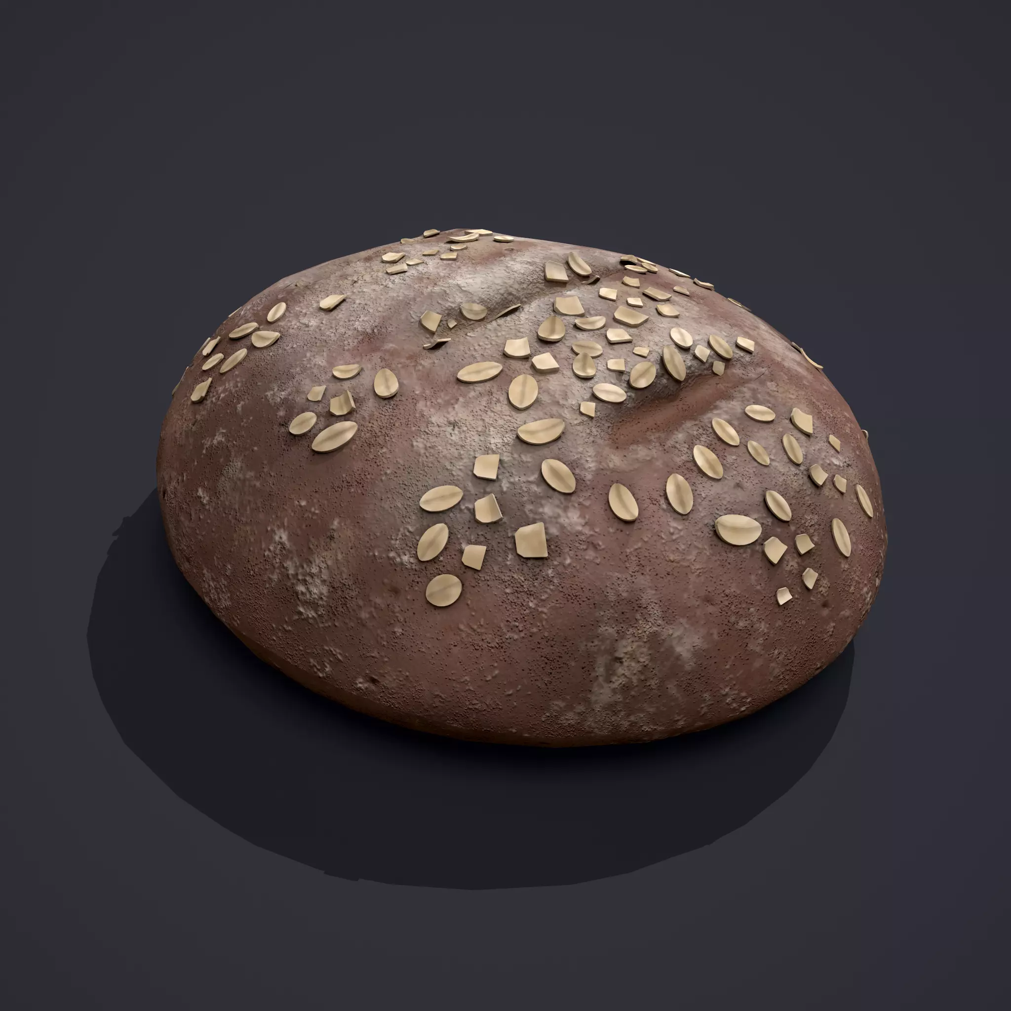 Medieval Style Oat Covered Stone Baked Bread Low-poly 3D model_0