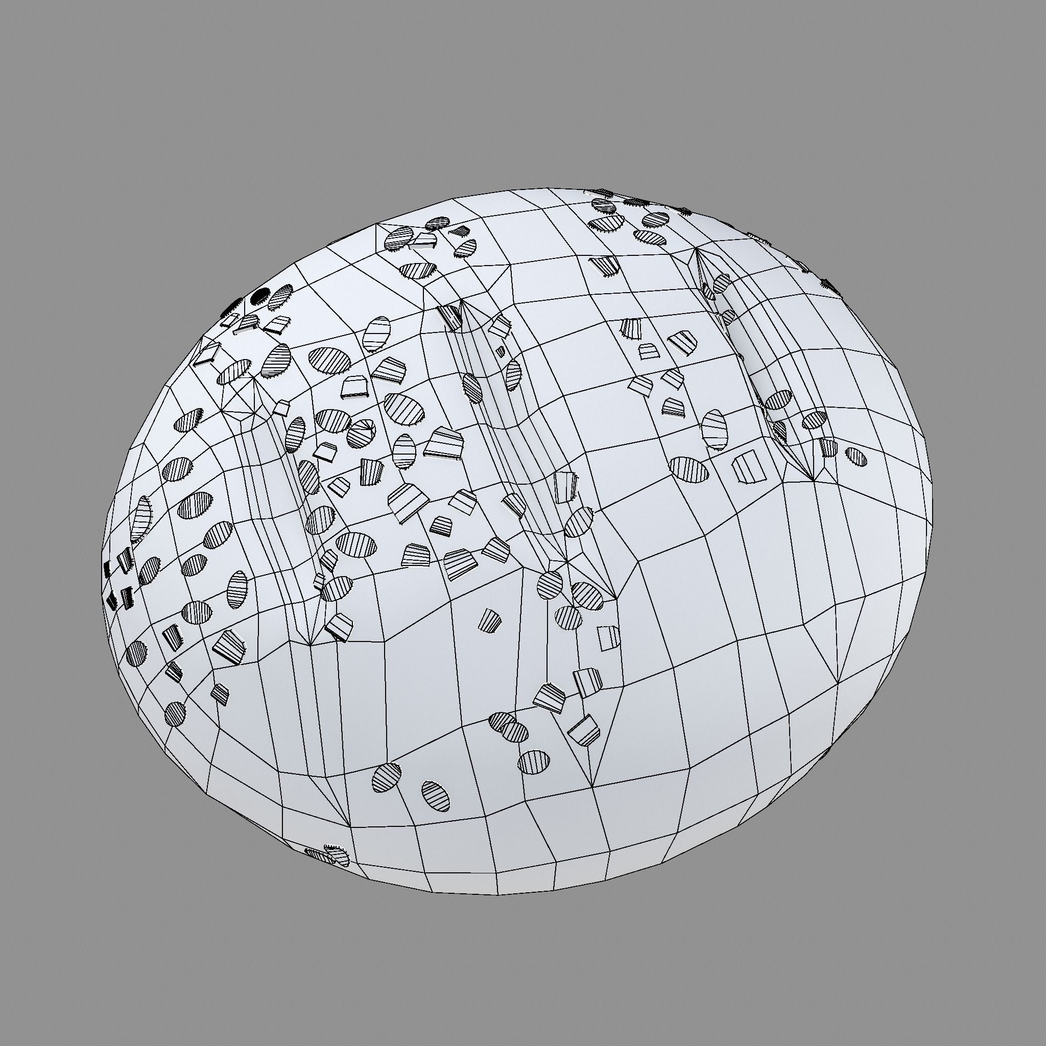 Medieval Style Oat Covered Stone Baked Bread Low-poly 3D model_20