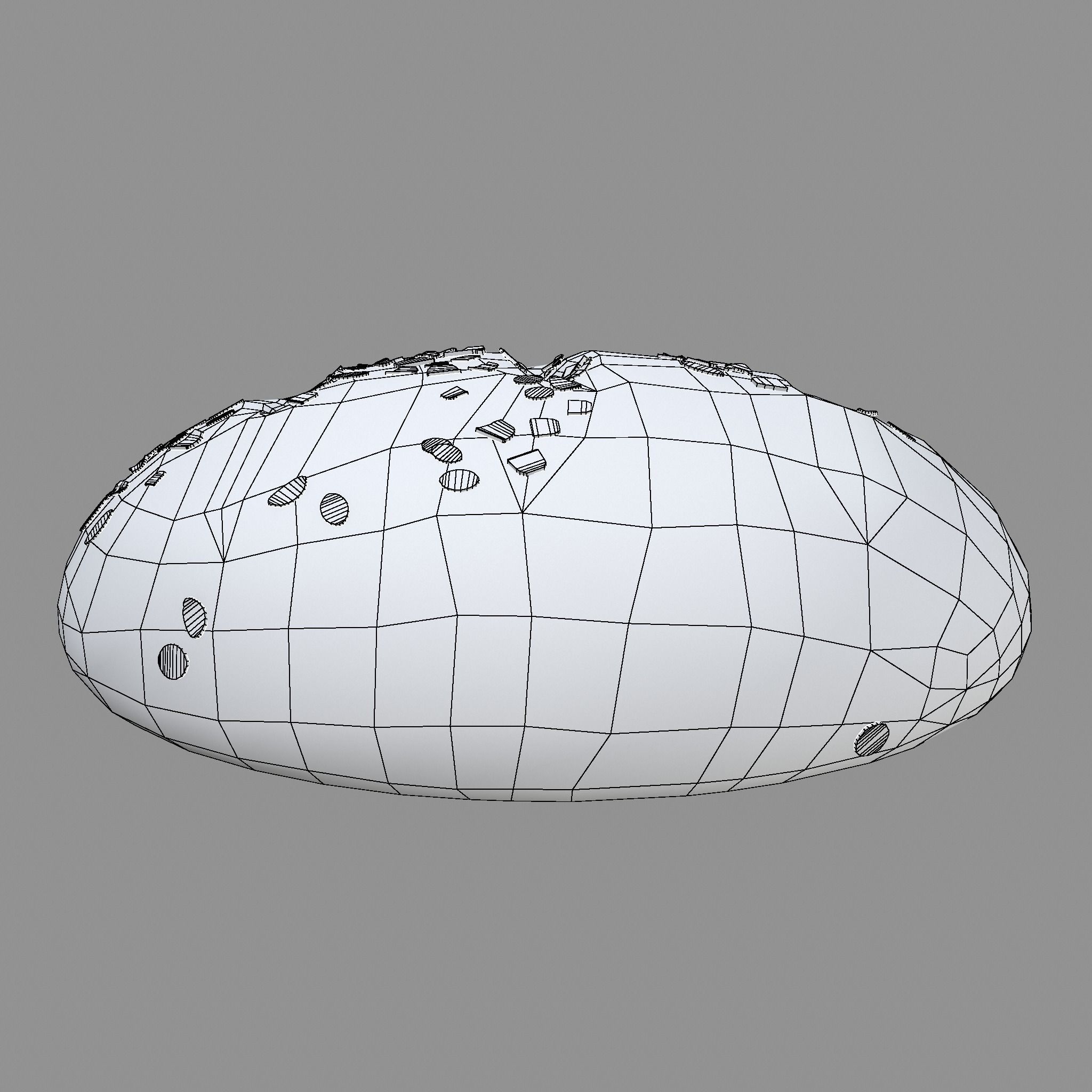 Medieval Style Oat Covered Stone Baked Bread Low-poly 3D model_28