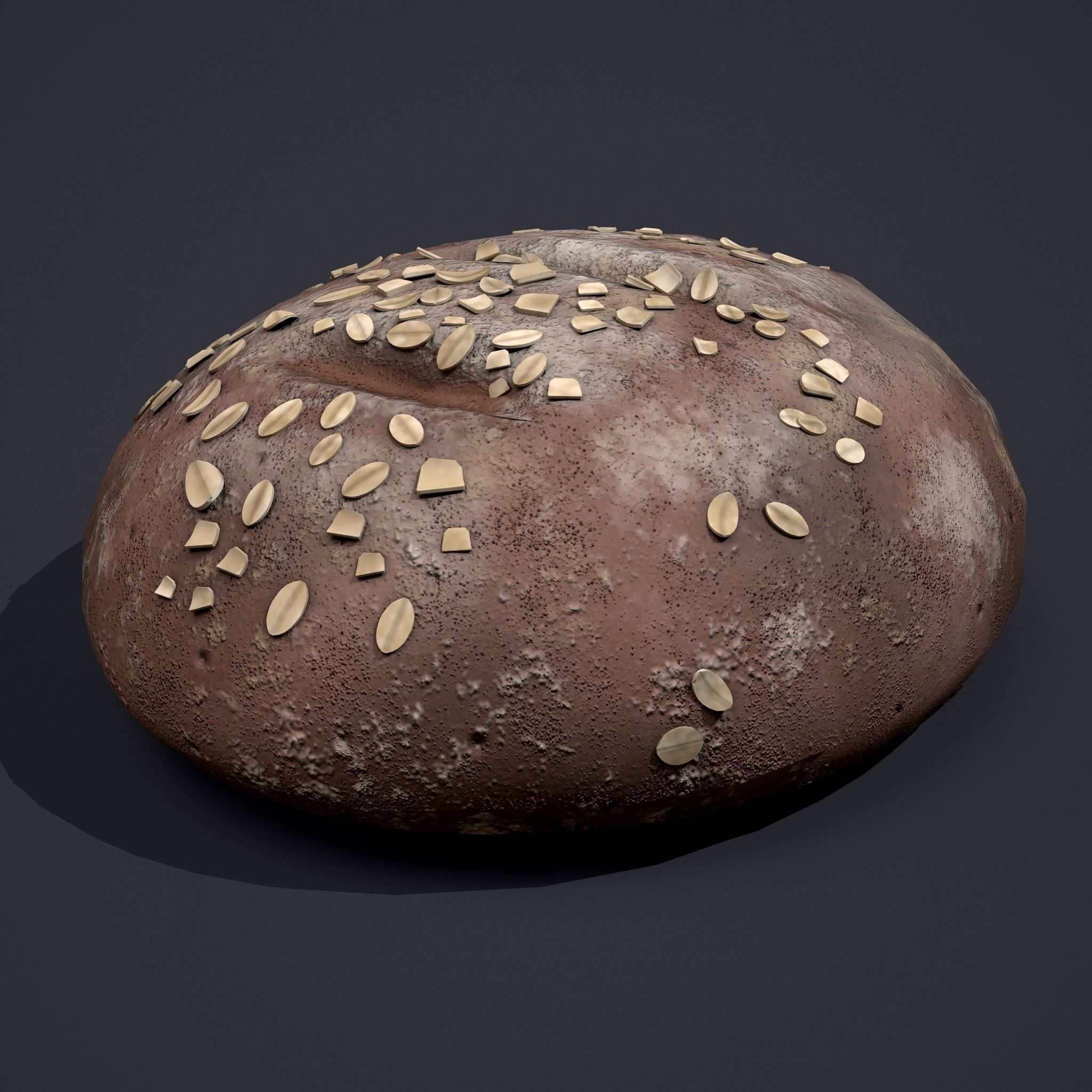 Medieval Style Oat Covered Stone Baked Bread Low-poly 3D model_19