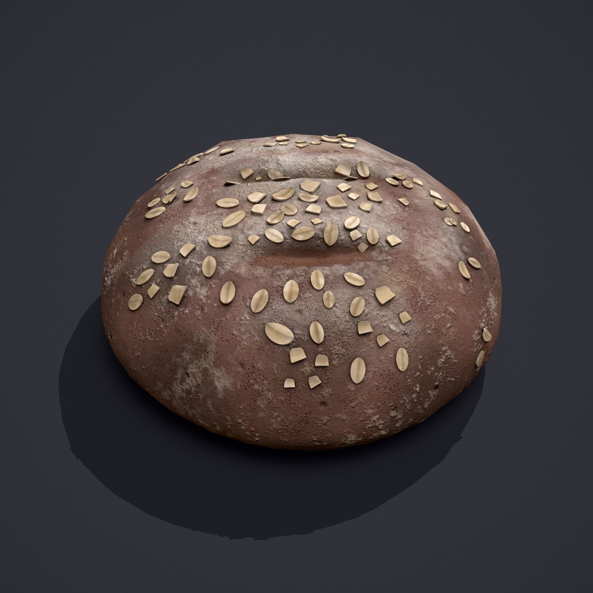 Medieval Style Oat Covered Stone Baked Bread Low-poly 3D model_6