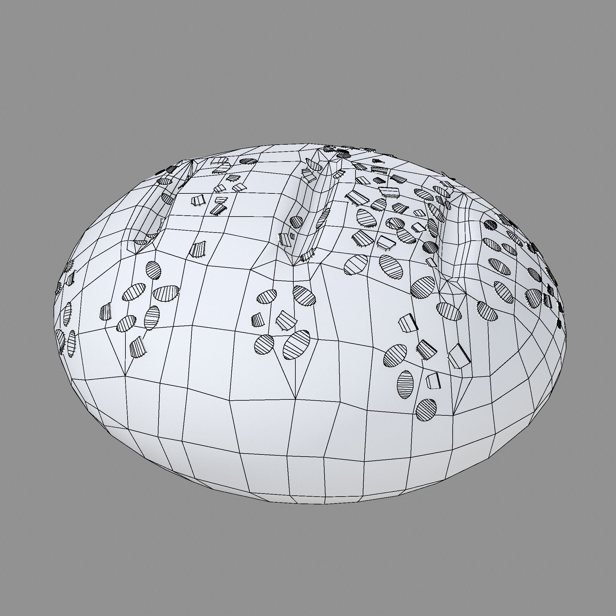 Medieval Style Oat Covered Stone Baked Bread Low-poly 3D model_22