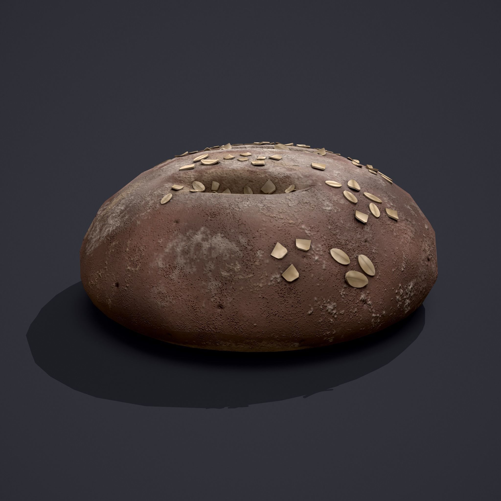 Medieval Style Oat Covered Stone Baked Bread Low-poly 3D model_9