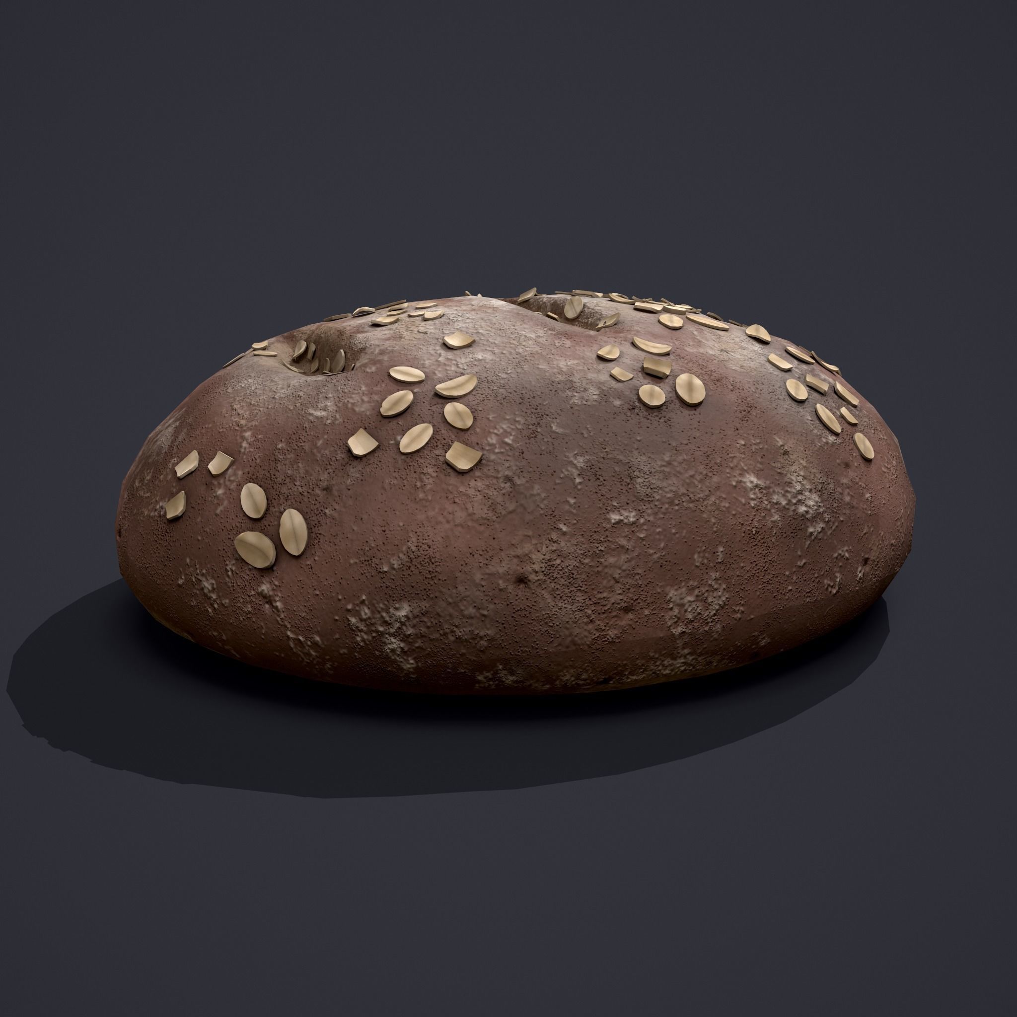 Medieval Style Oat Covered Stone Baked Bread Low-poly 3D model_11