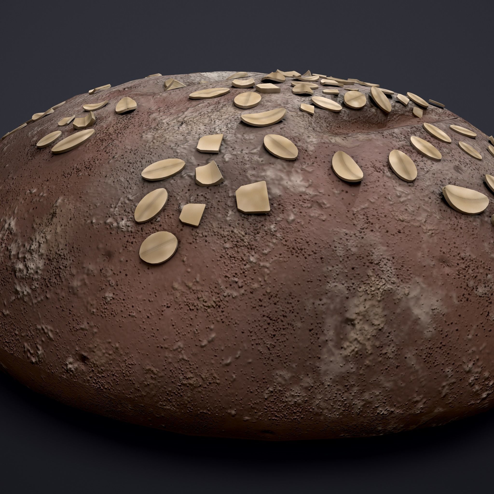 Medieval Style Oat Covered Stone Baked Bread Low-poly 3D model_17