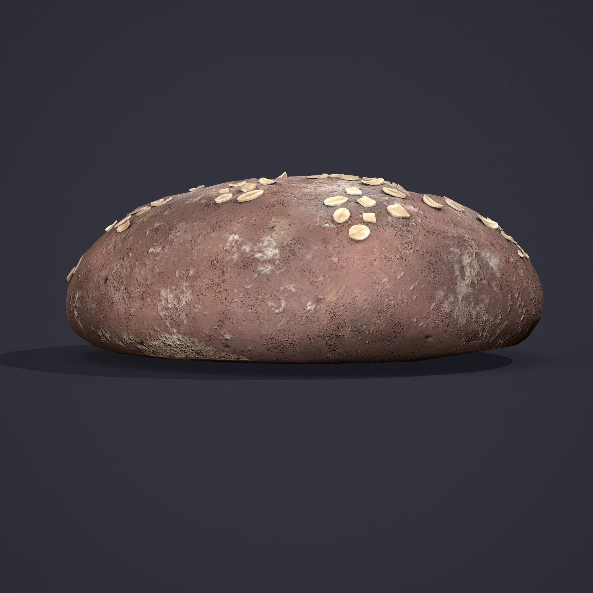 Medieval Style Oat Covered Stone Baked Bread Low-poly 3D model_12