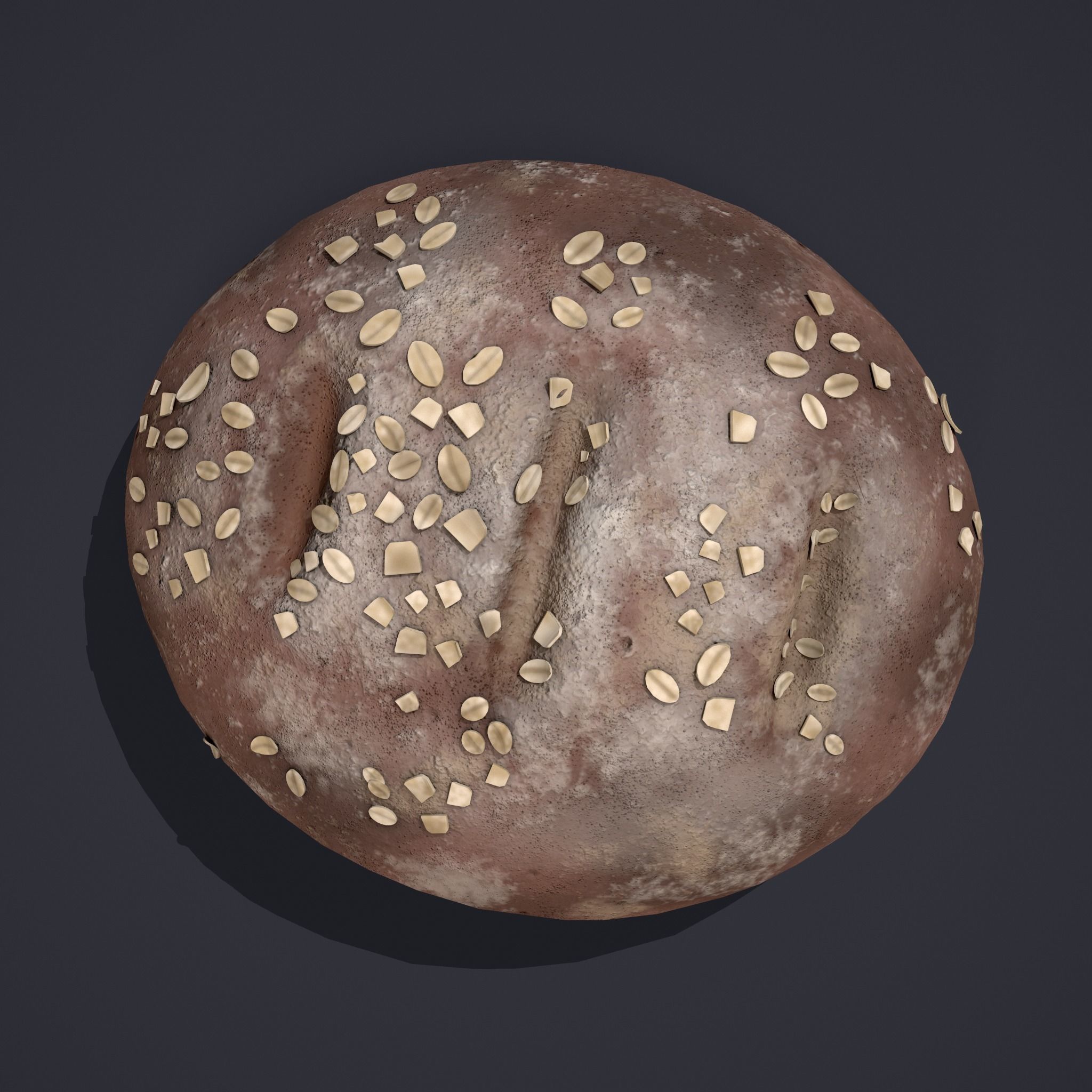 Medieval Style Oat Covered Stone Baked Bread Low-poly 3D model_10