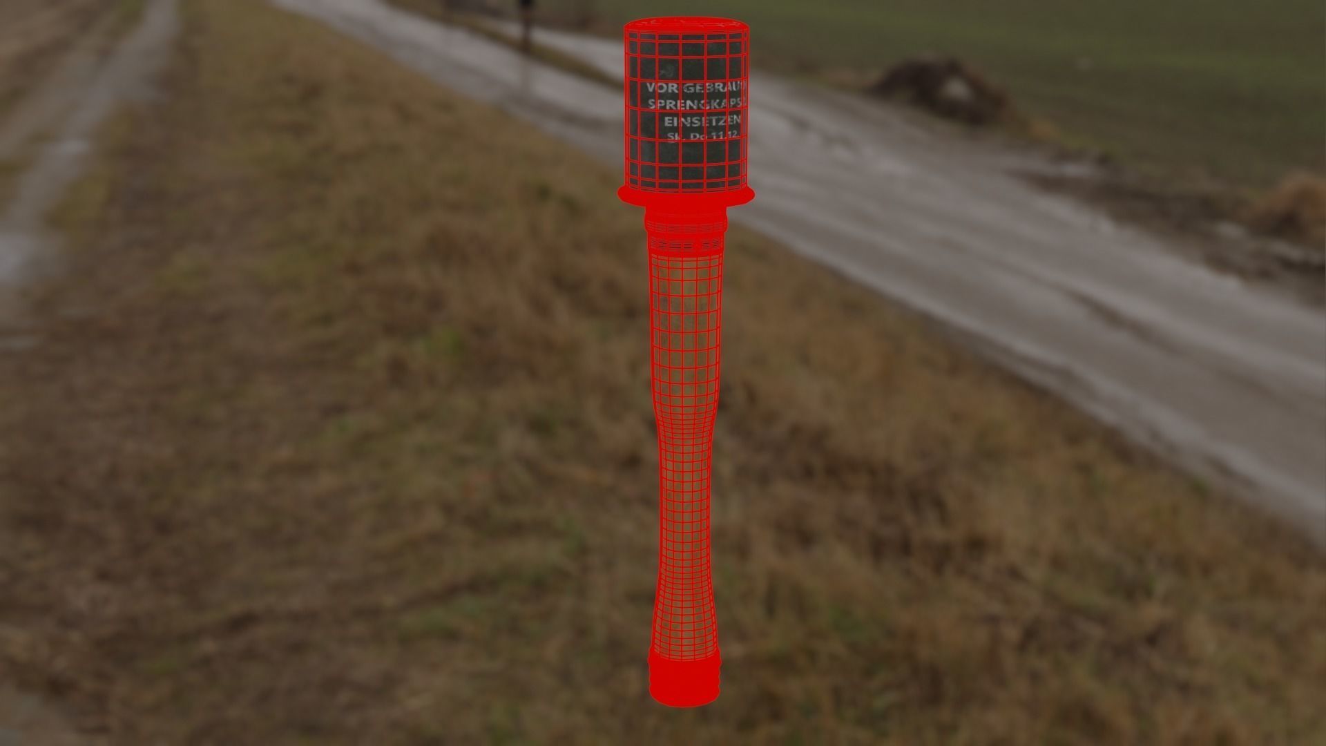 German Stick Grenade  Low-poly 3D model_3