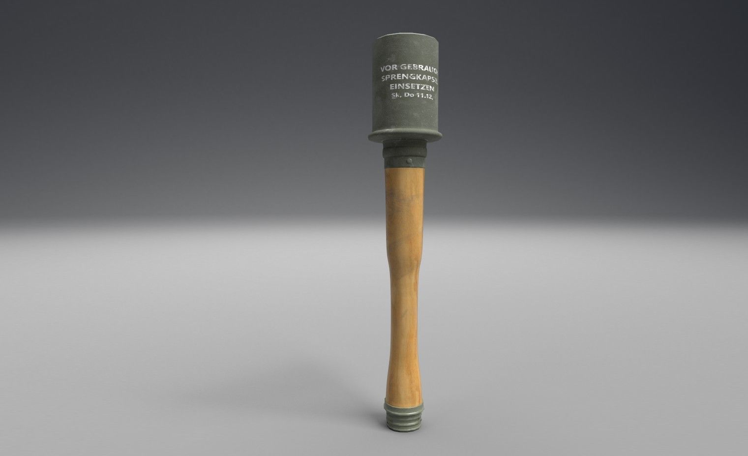 German Stick Grenade  Low-poly 3D model_1