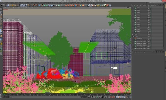 ARCHITECTURAL OFFICE ENTRANCE - Corona for Cinema4D Scene Files 3D model 6