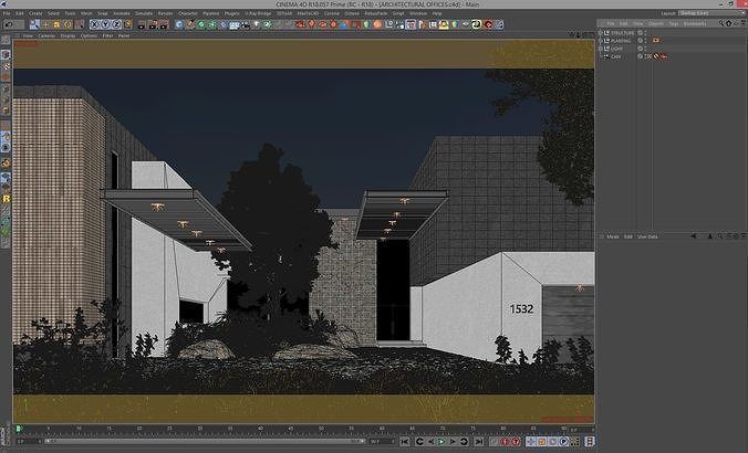ARCHITECTURAL OFFICE ENTRANCE - Corona for Cinema4D Scene Files 3D model 3