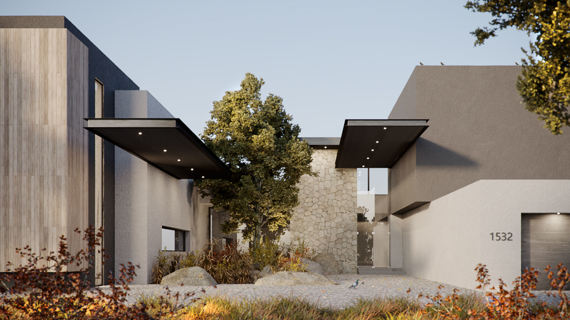 ARCHITECTURAL OFFICE ENTRANCE - Corona for Cinema4D Scene Files 3D model_1