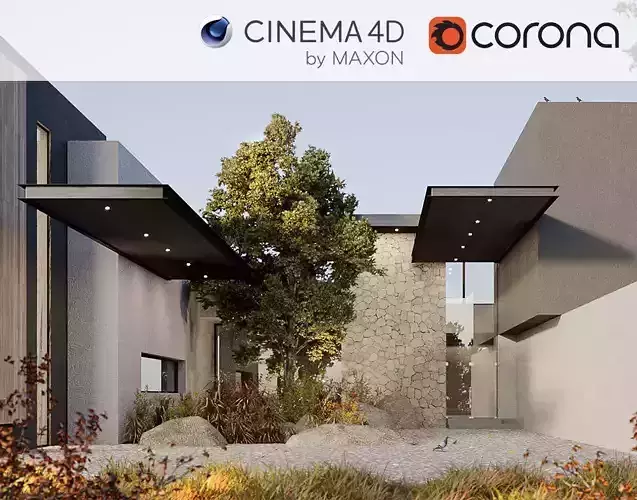 ARCHITECTURAL OFFICE ENTRANCE - Corona for Cinema4D Scene Files 3D model
