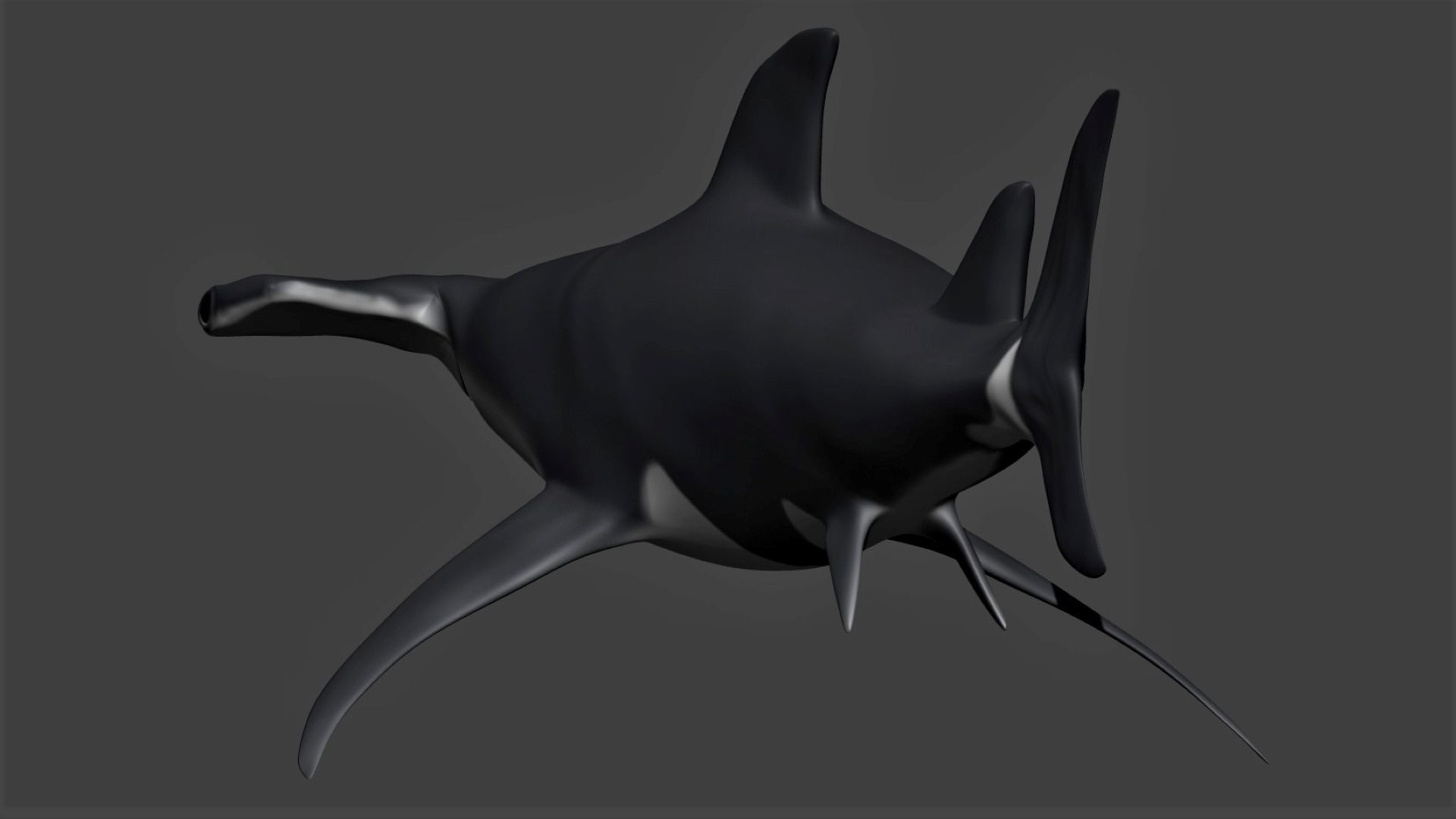 Hammerhead shark Low-poly 3D model_2