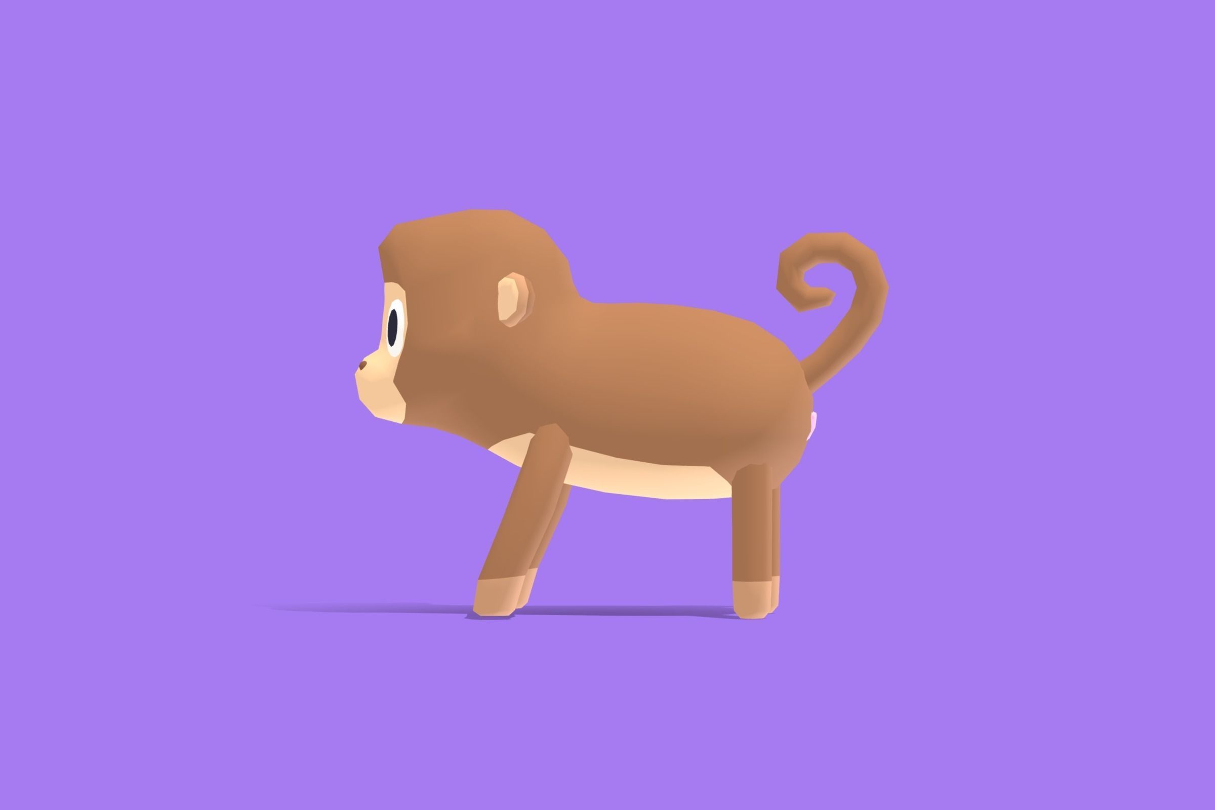 Monkey - Quirky Series Low-poly 3D model_2