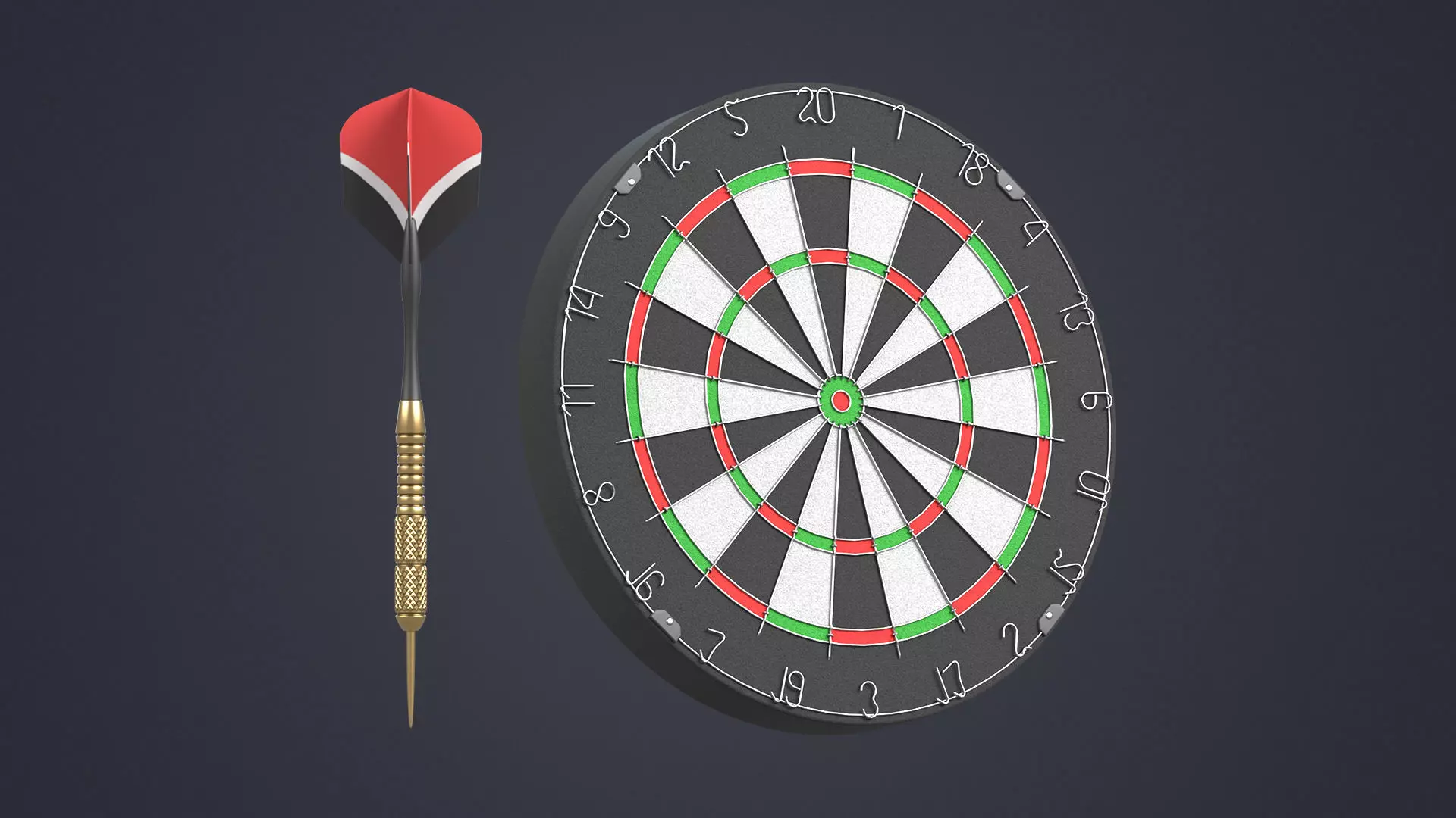 Dart and Dartboard for playing Darts Low-poly 3D model