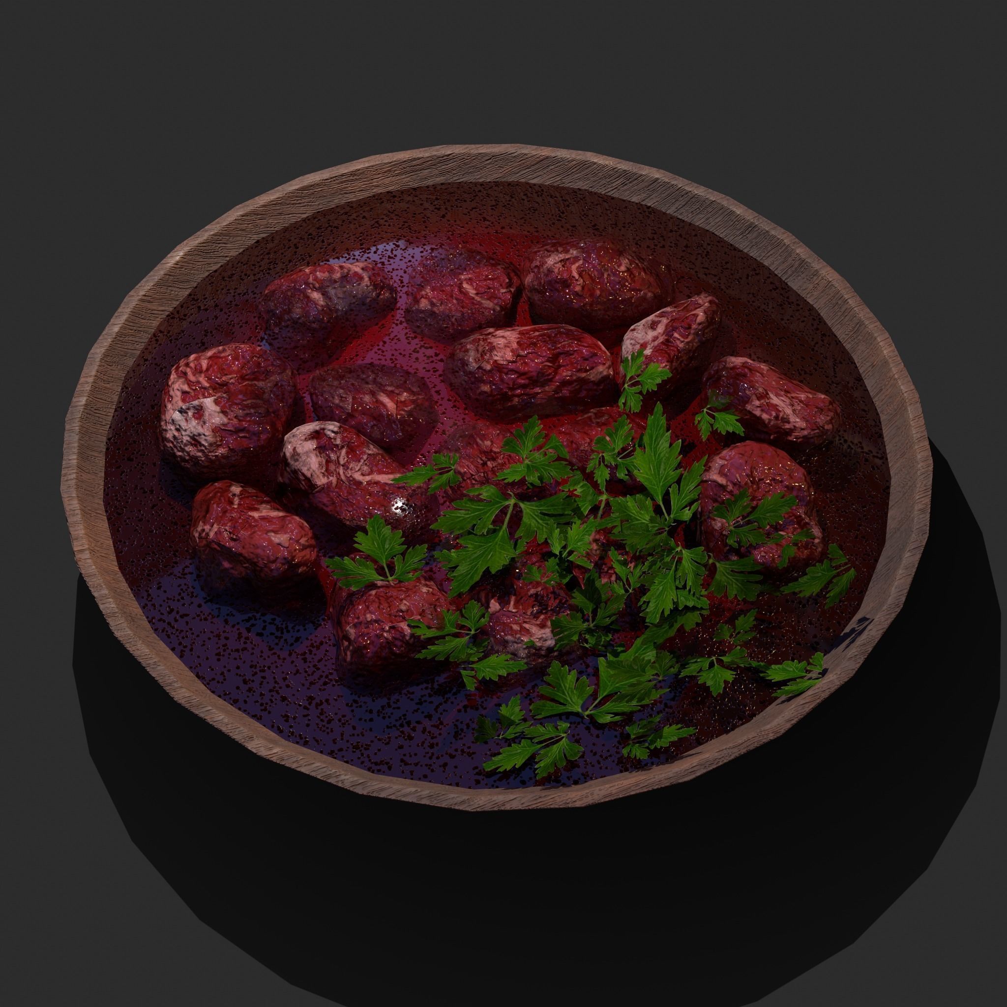 Medieval Style Beef Soup  Low-poly 3D model_2