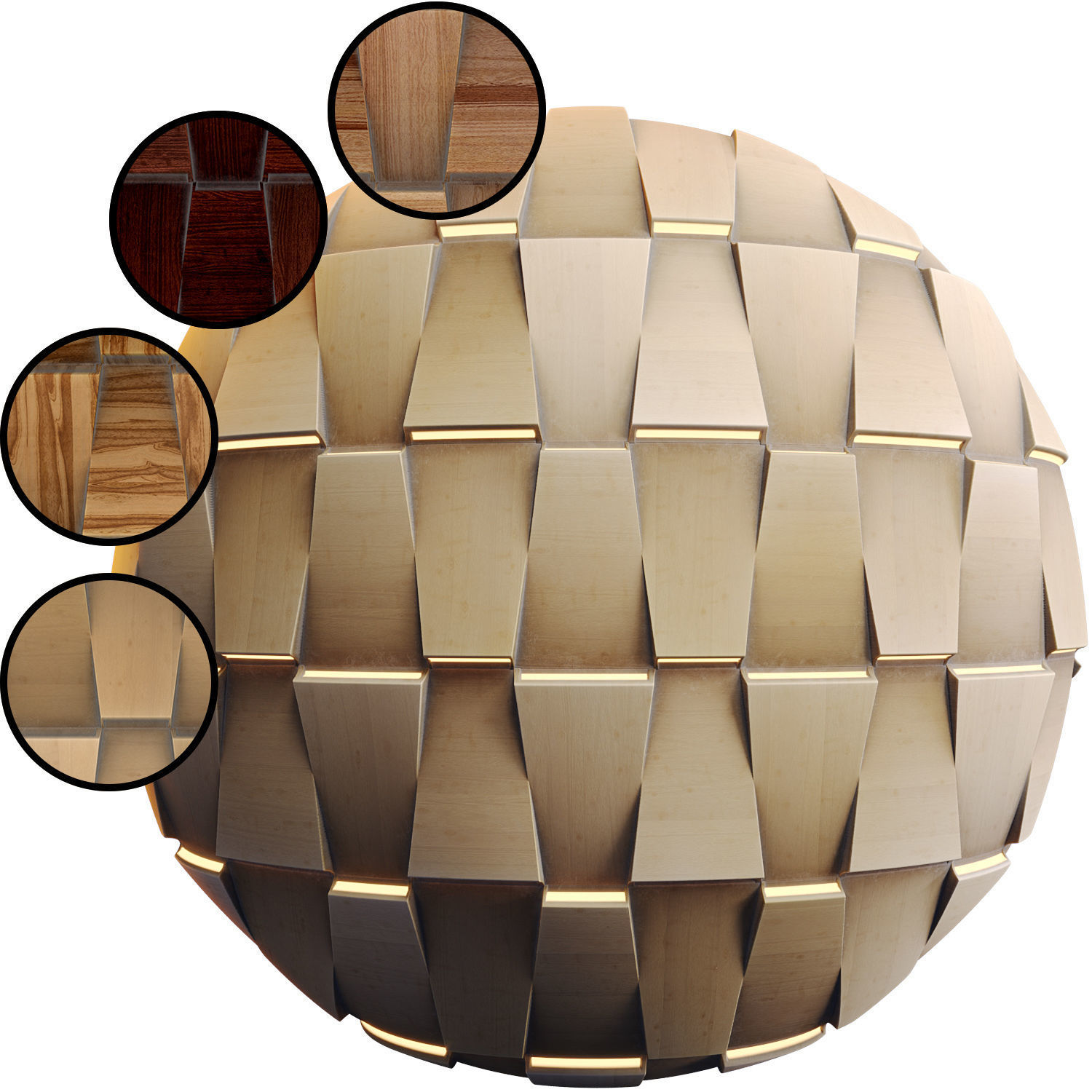 20 Wooden 3D Panel Materials - 05 - PBR - 4K - Seamless Low-poly 3D model_6