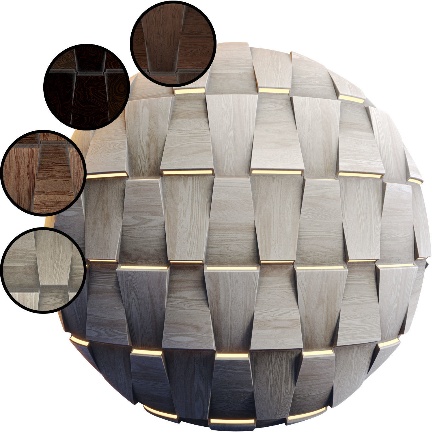 20 Wooden 3D Panel Materials - 05 - PBR - 4K - Seamless Low-poly 3D model_4