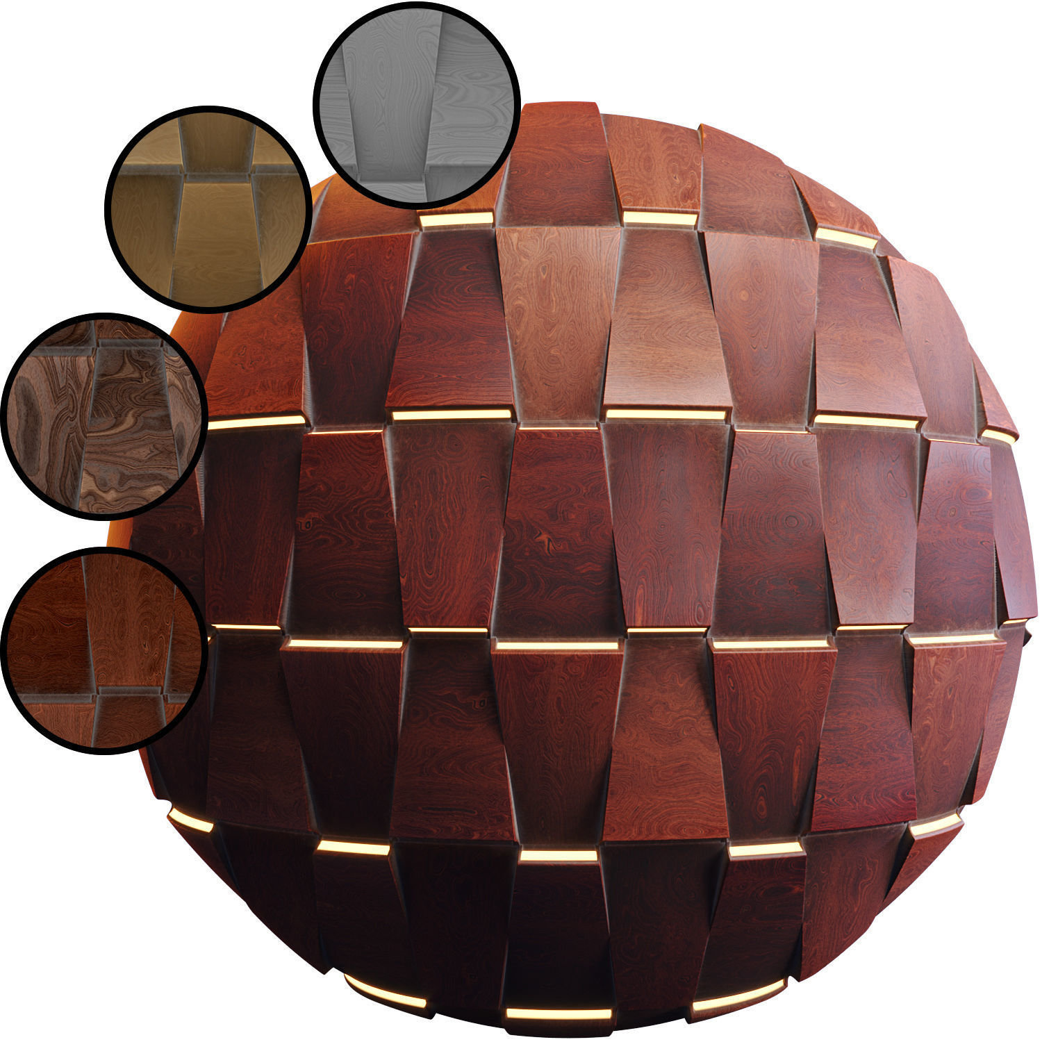 20 Wooden 3D Panel Materials - 05 - PBR - 4K - Seamless Low-poly 3D model_3