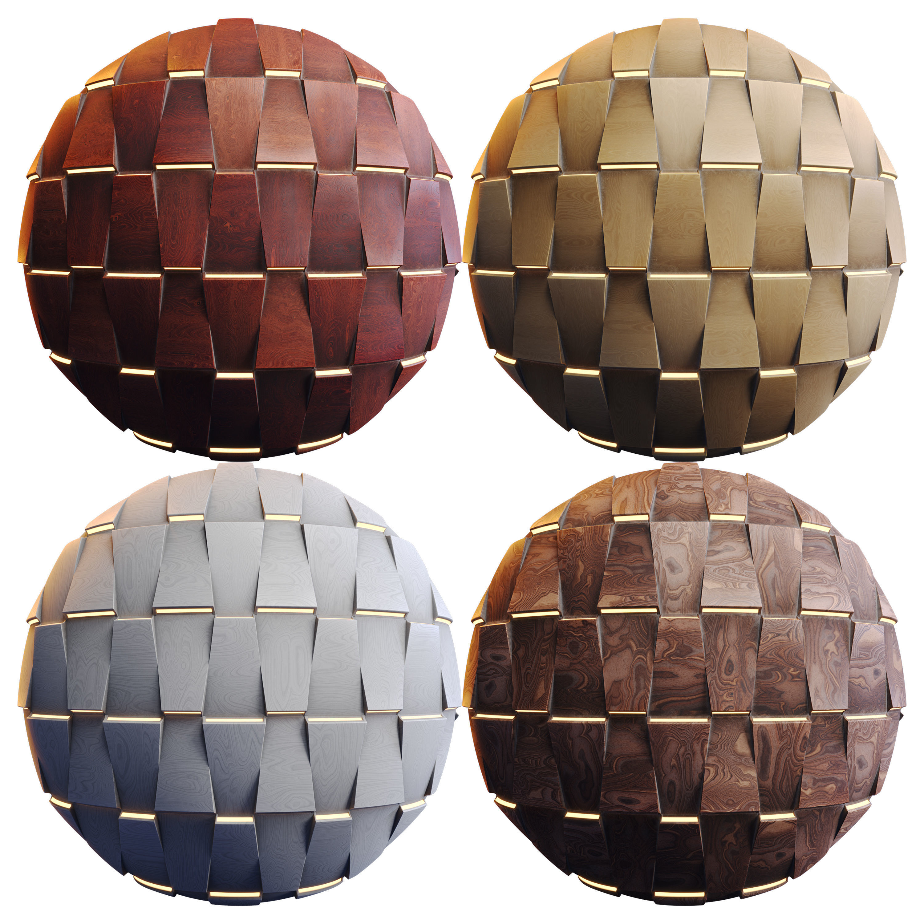 20 Wooden 3D Panel Materials - 05 - PBR - 4K - Seamless Low-poly 3D model_13