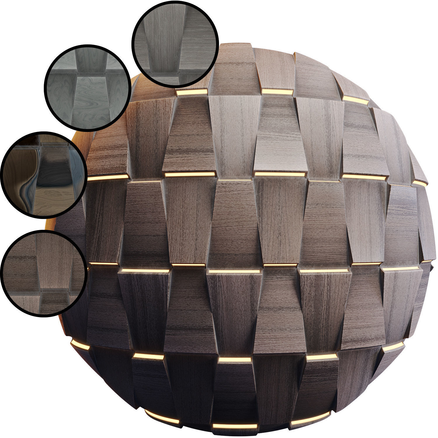 20 Wooden 3D Panel Materials - 05 - PBR - 4K - Seamless Low-poly 3D model_5