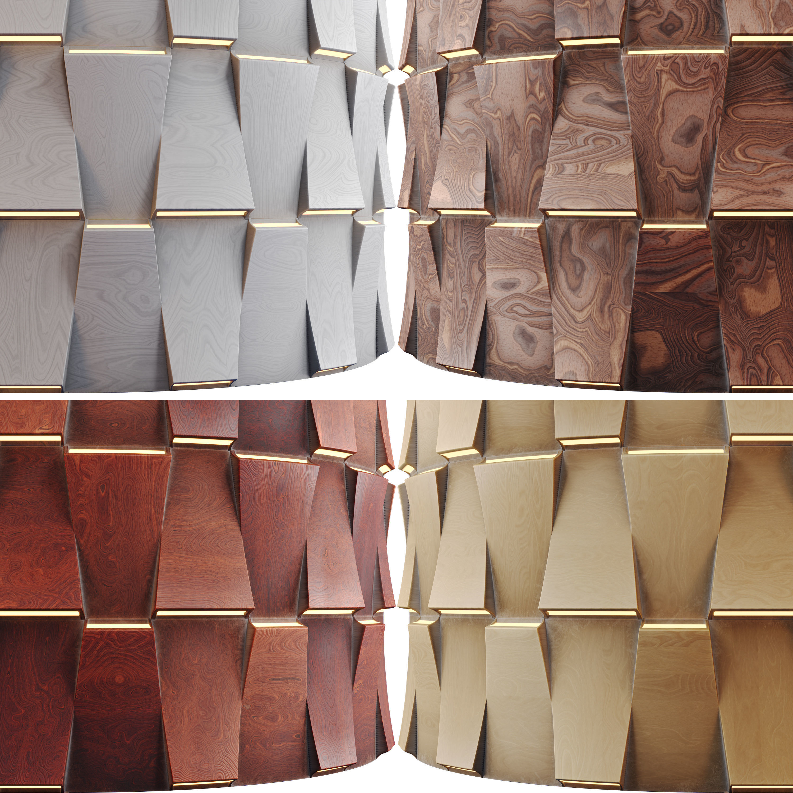 20 Wooden 3D Panel Materials - 05 - PBR - 4K - Seamless Low-poly 3D model_18