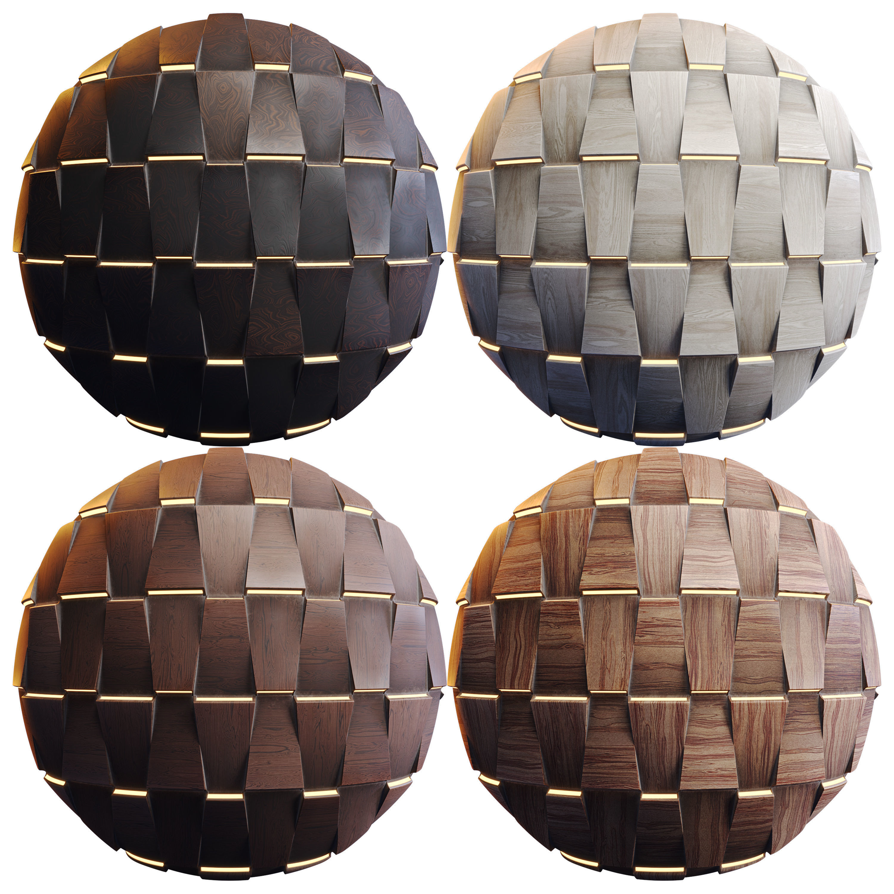20 Wooden 3D Panel Materials - 05 - PBR - 4K - Seamless Low-poly 3D model_14