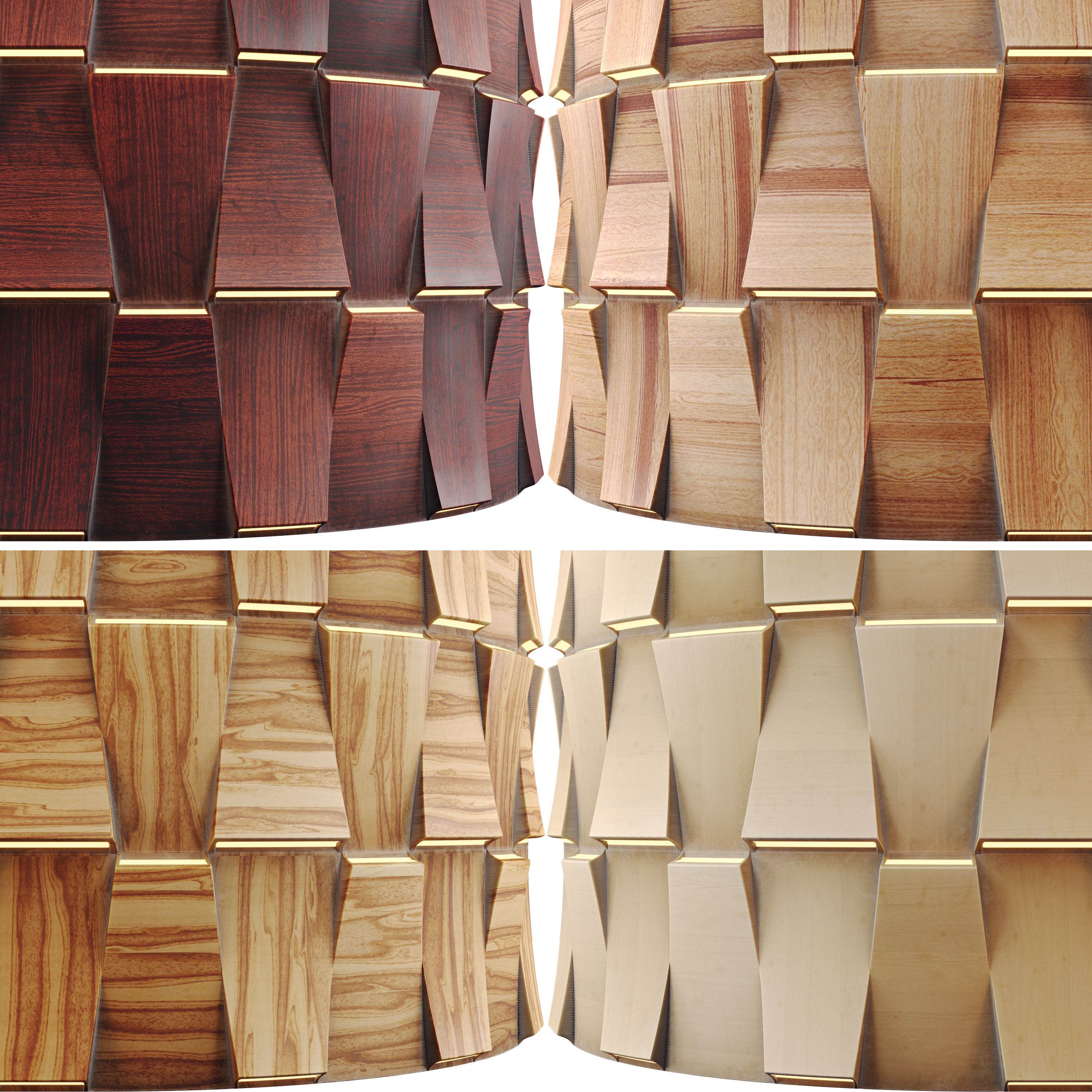 20 Wooden 3D Panel Materials - 05 - PBR - 4K - Seamless Low-poly 3D model_20