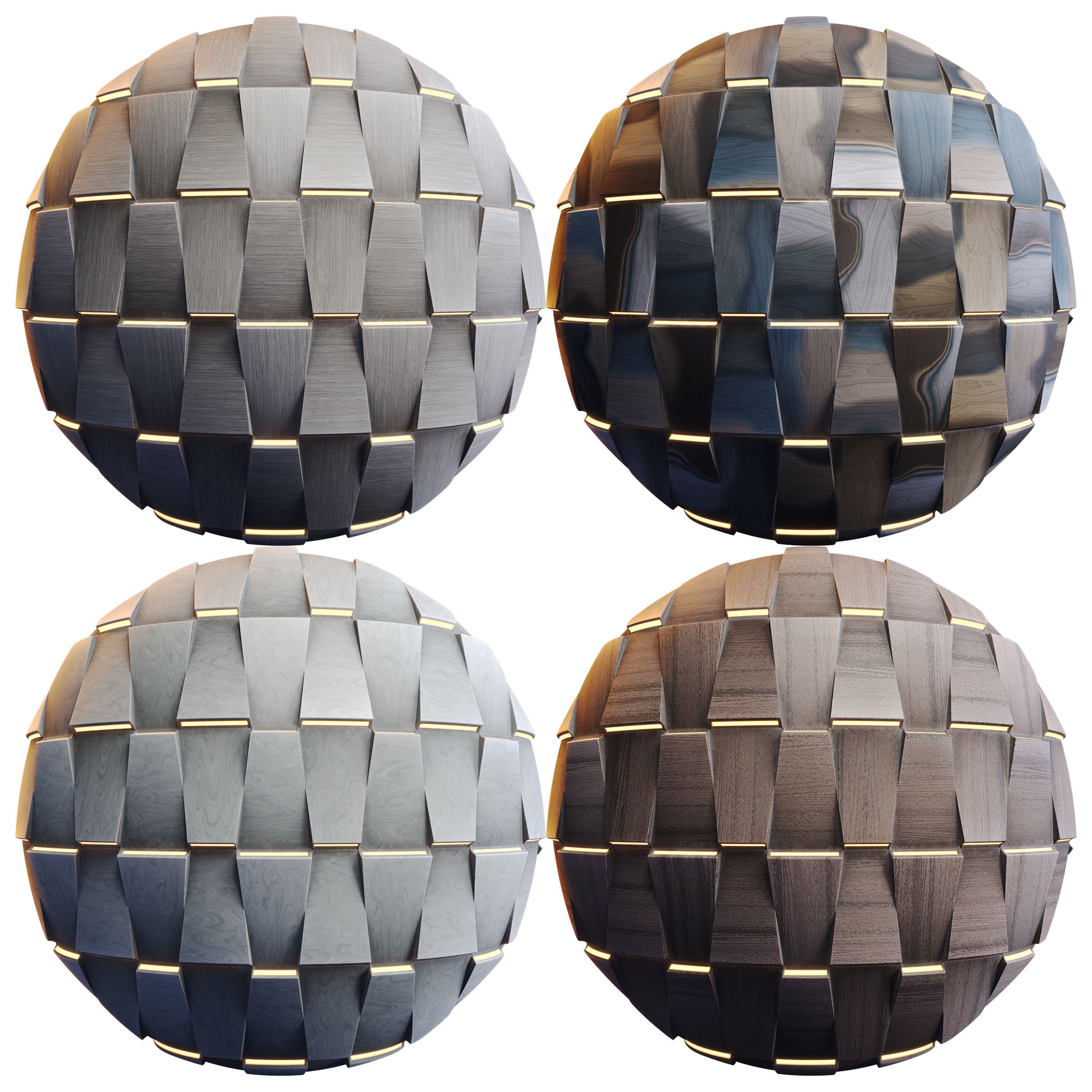 20 Wooden 3D Panel Materials - 05 - PBR - 4K - Seamless Low-poly 3D model_15
