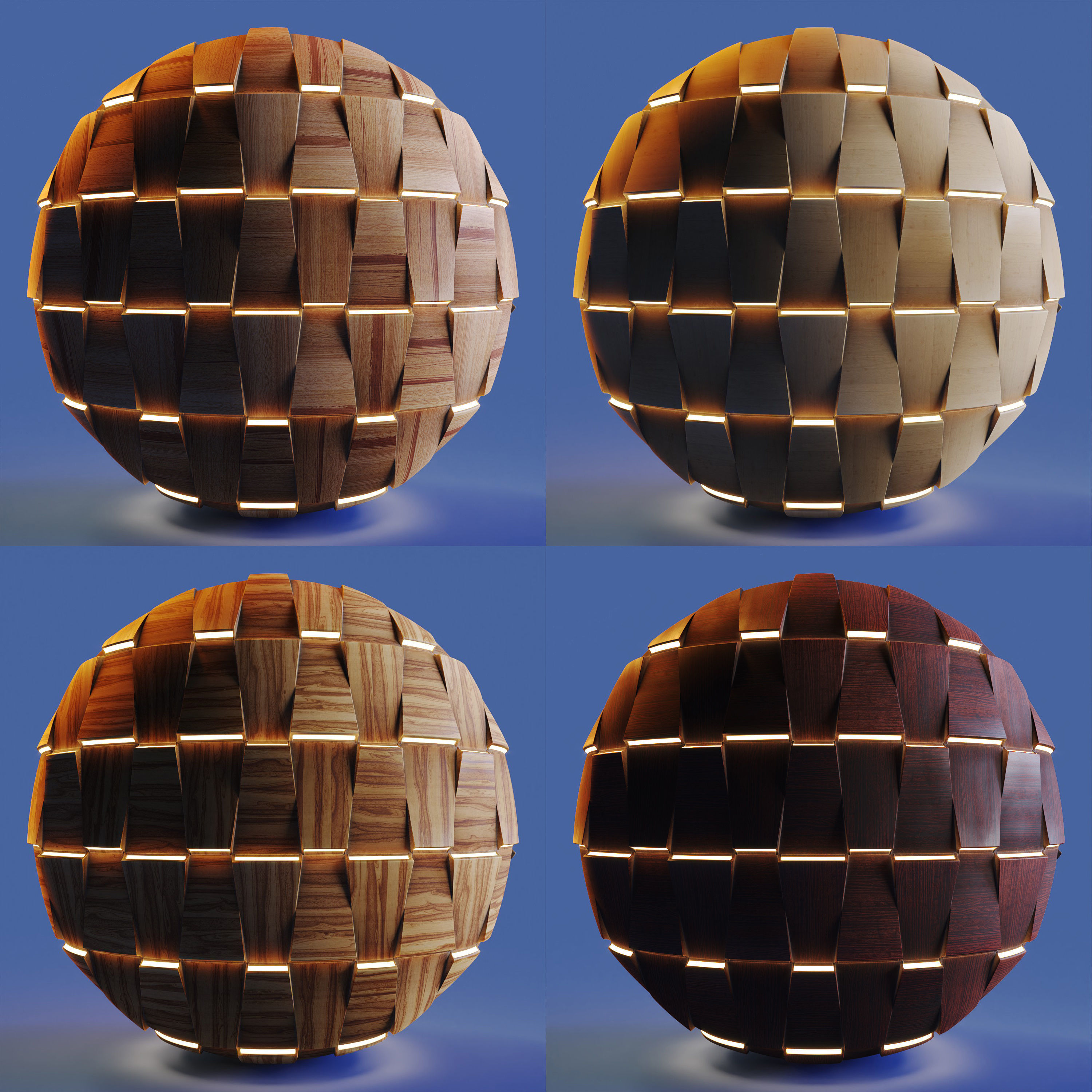 20 Wooden 3D Panel Materials - 05 - PBR - 4K - Seamless Low-poly 3D model_8
