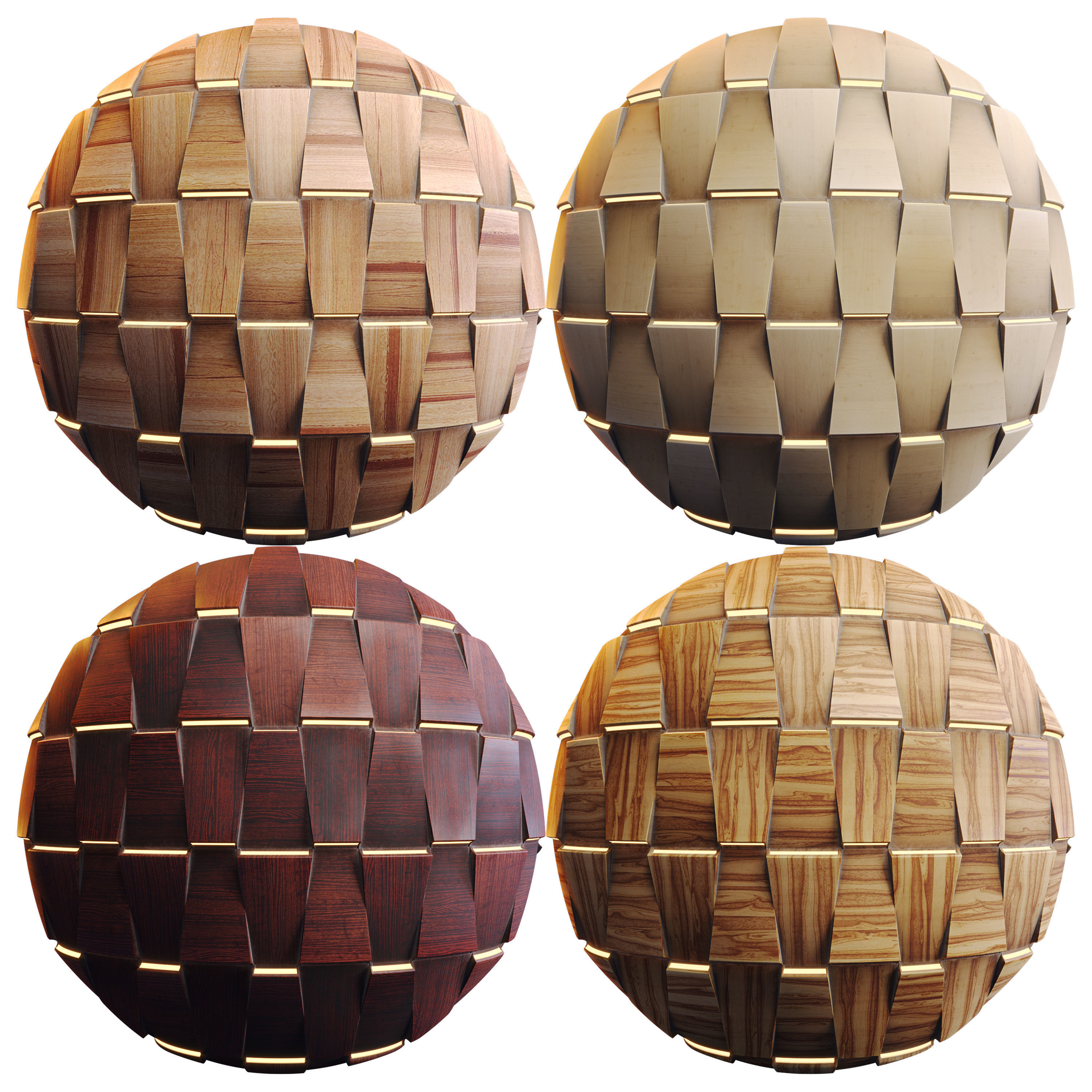 20 Wooden 3D Panel Materials - 05 - PBR - 4K - Seamless Low-poly 3D model_17