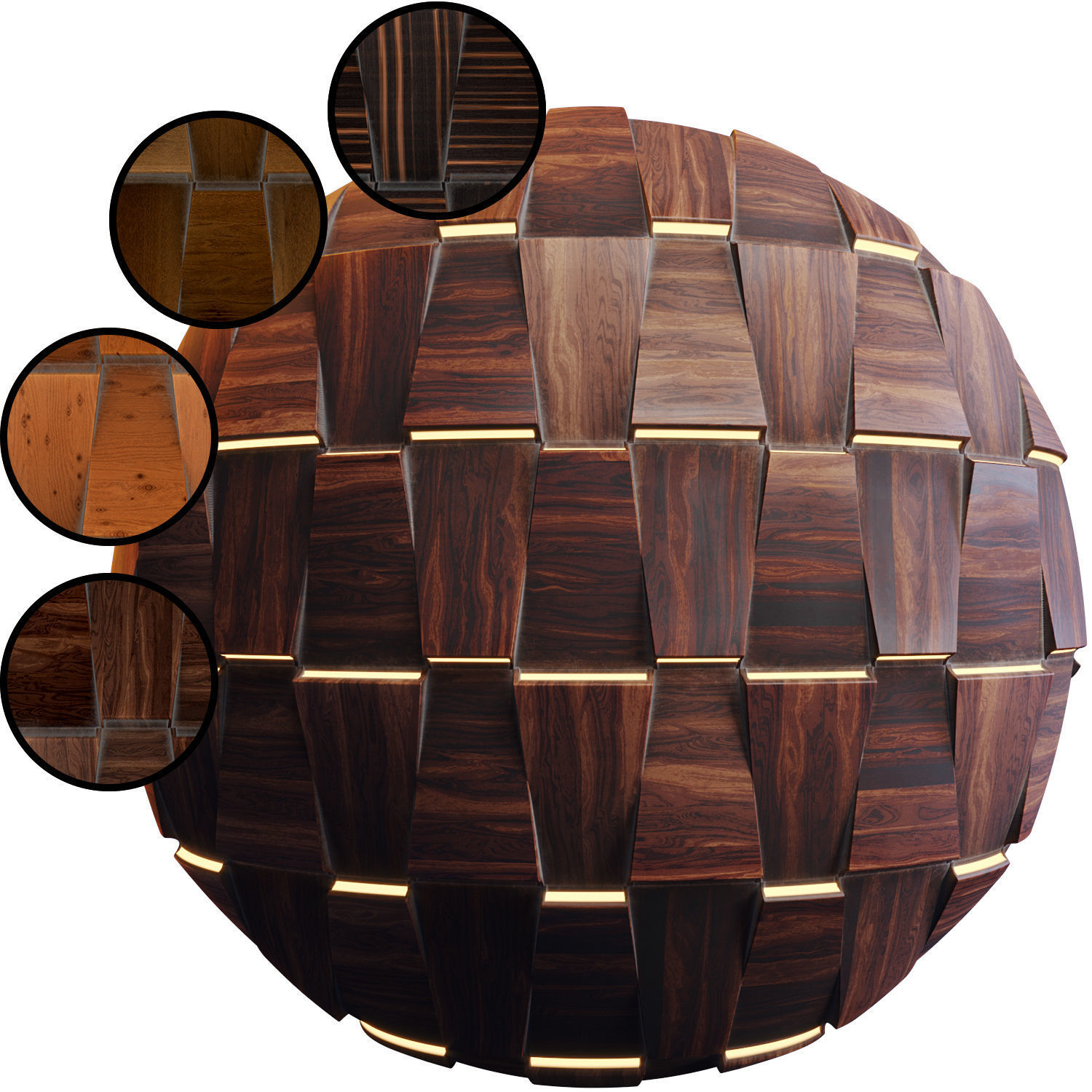 20 Wooden 3D Panel Materials - 05 - PBR - 4K - Seamless Low-poly 3D model_7