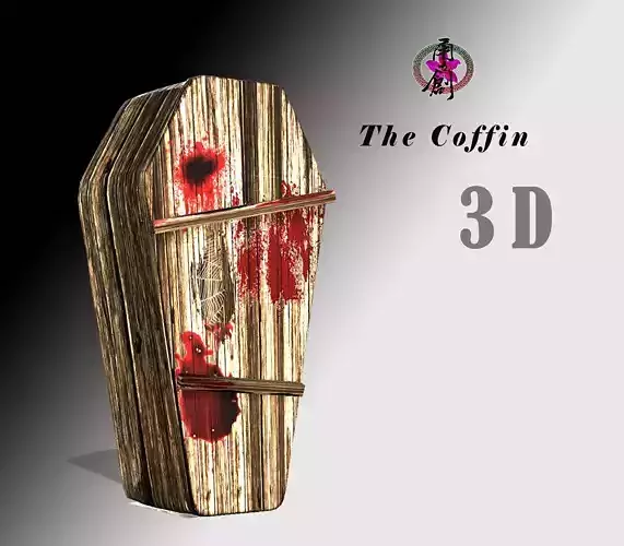 Coffin taiwanese wood carving Low-poly 3D model