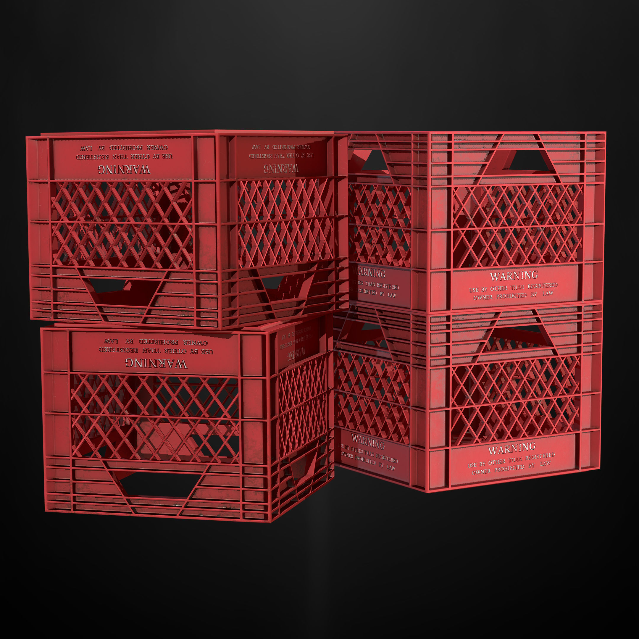 Crate plastic Low-poly 3D model_5
