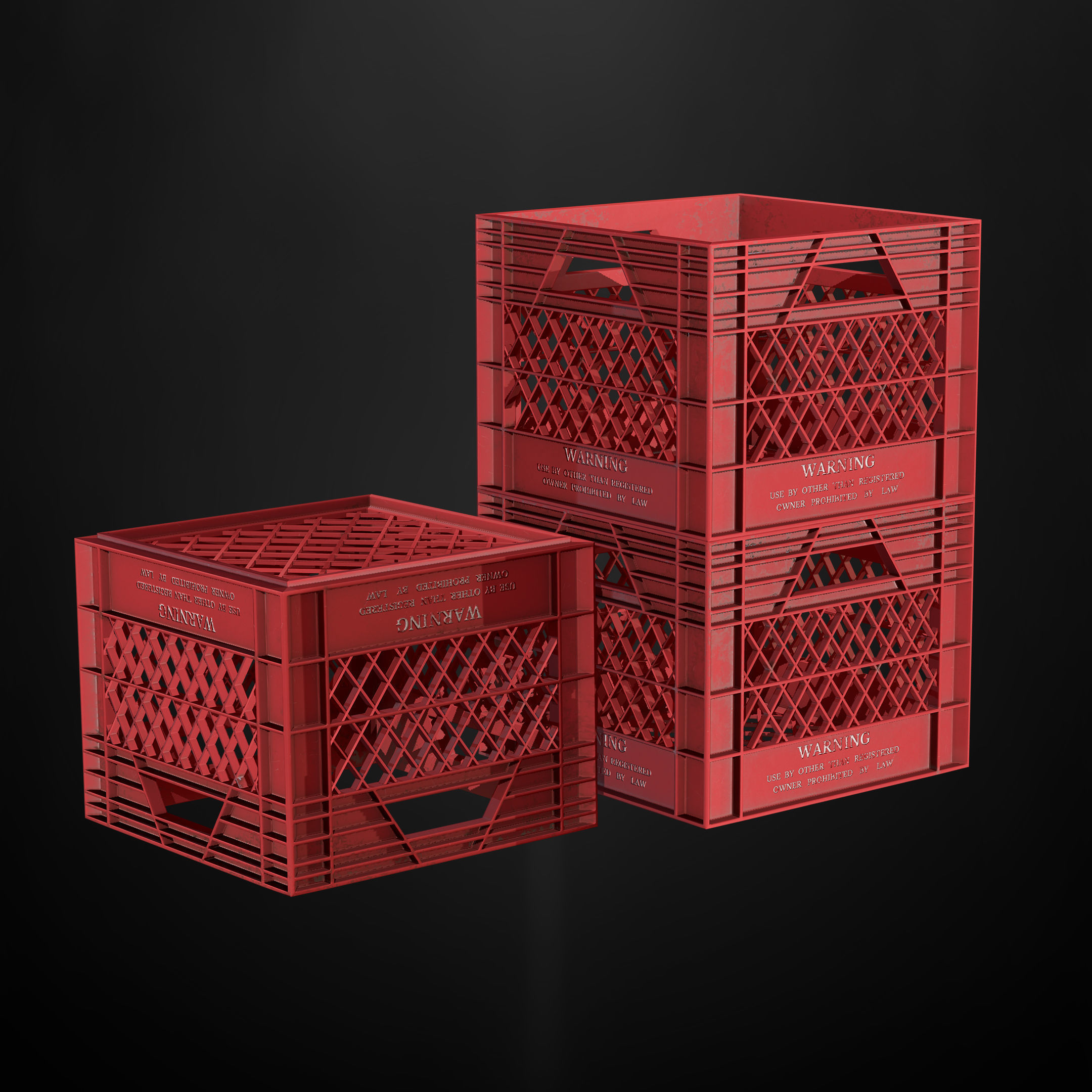 Crate plastic Low-poly 3D model_4