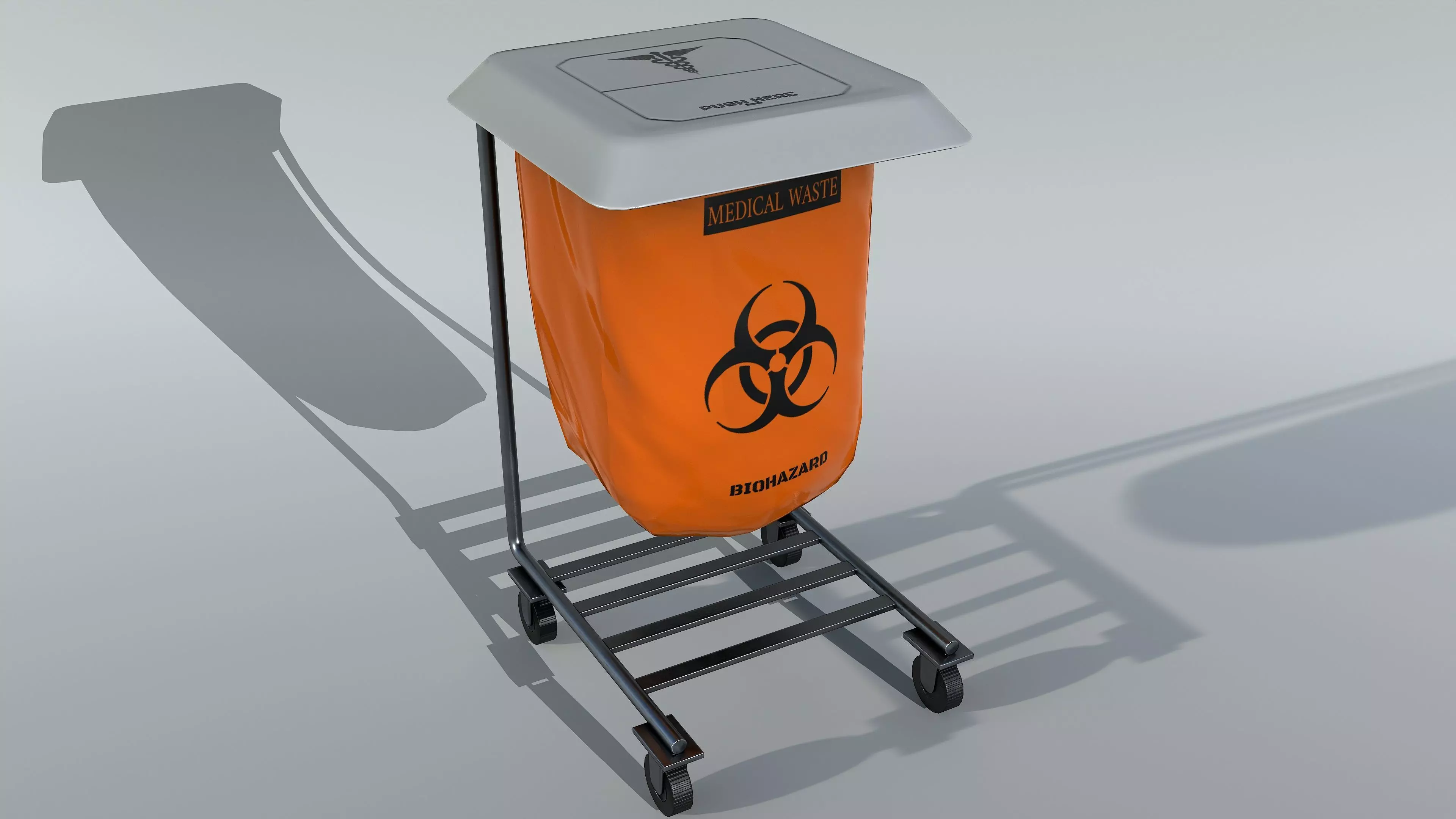 Stand Medical Waste Bin PBR Low-poly 3D model_0