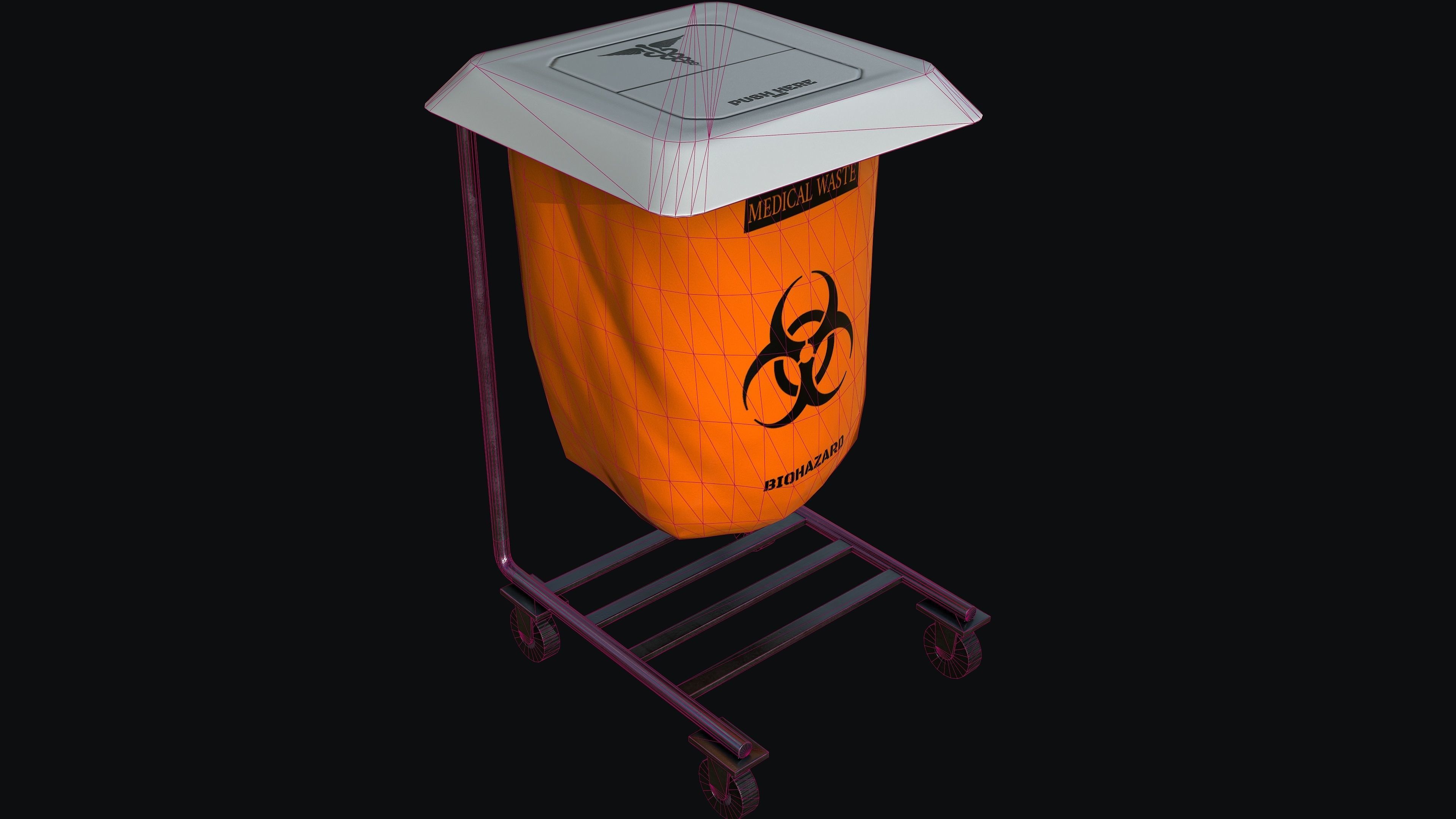 Stand Medical Waste Bin PBR Low-poly 3D model_1